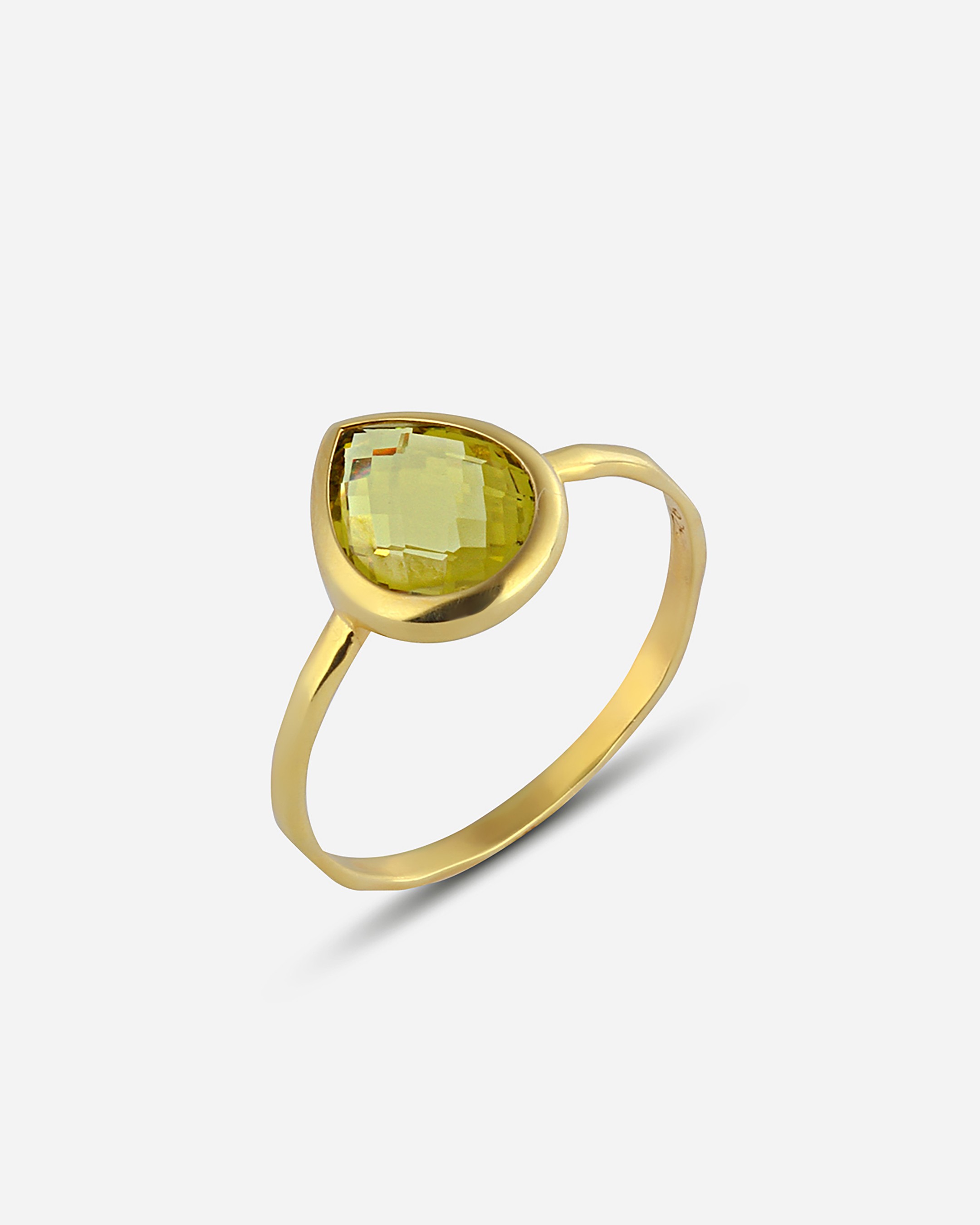 Citrine Stone Silver Ring - Gold