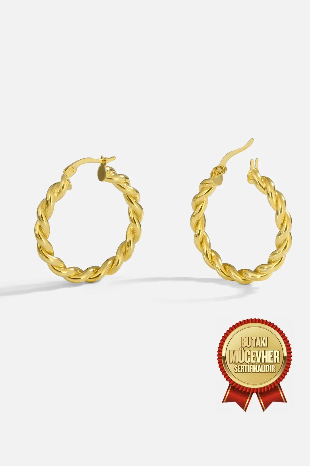 Mikron Gold Plated Silver Twisted Earrings