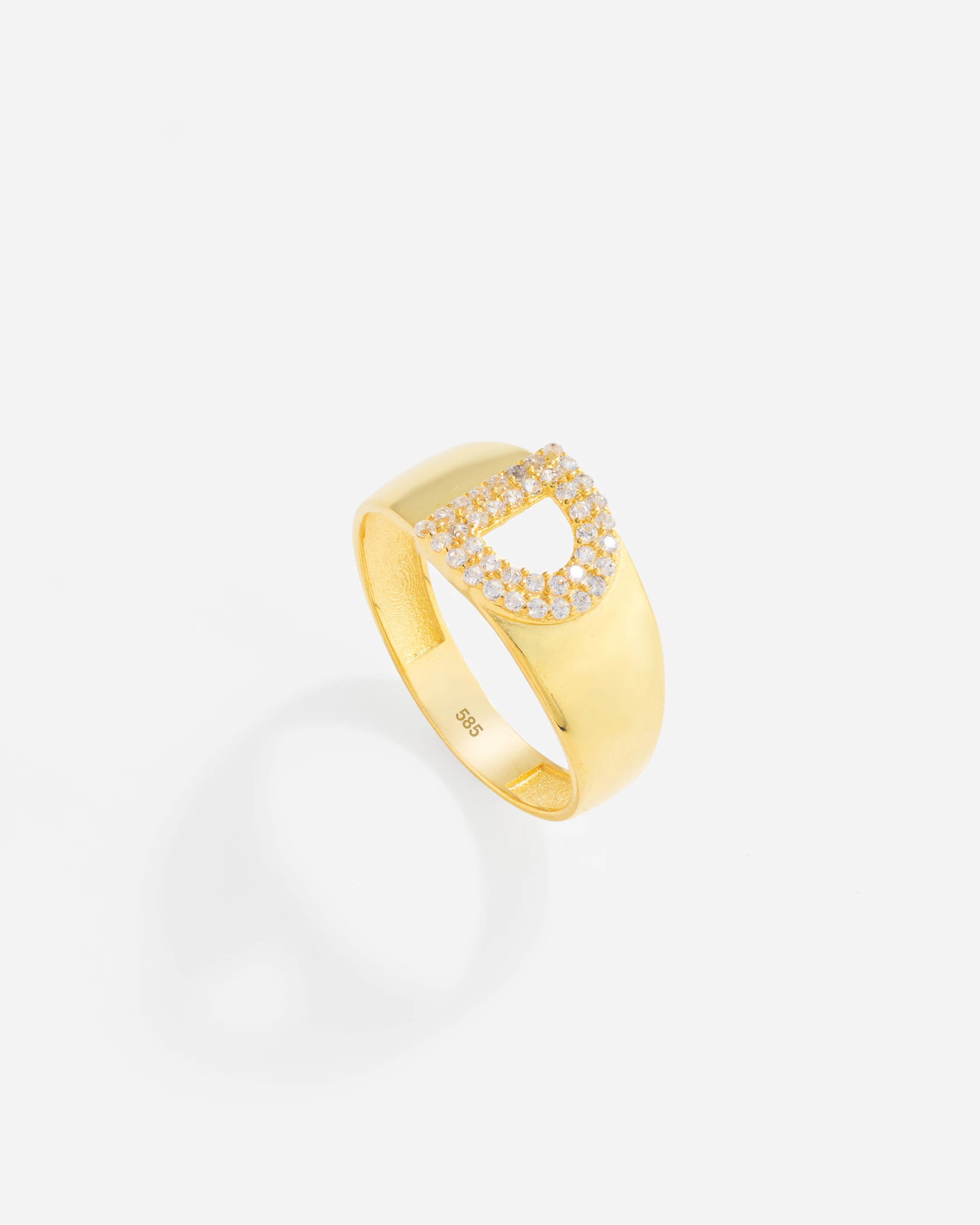 14 Ayar Kişiye Özel Harfli ve Zirkon Taşlı Altın Yüzük