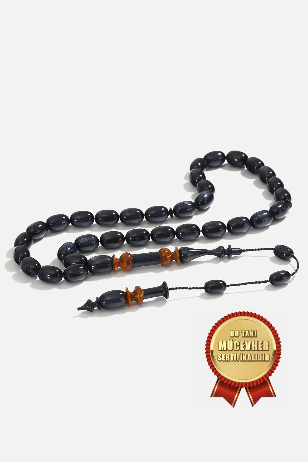 Navy Simli Katalin Elips Prayer Beads