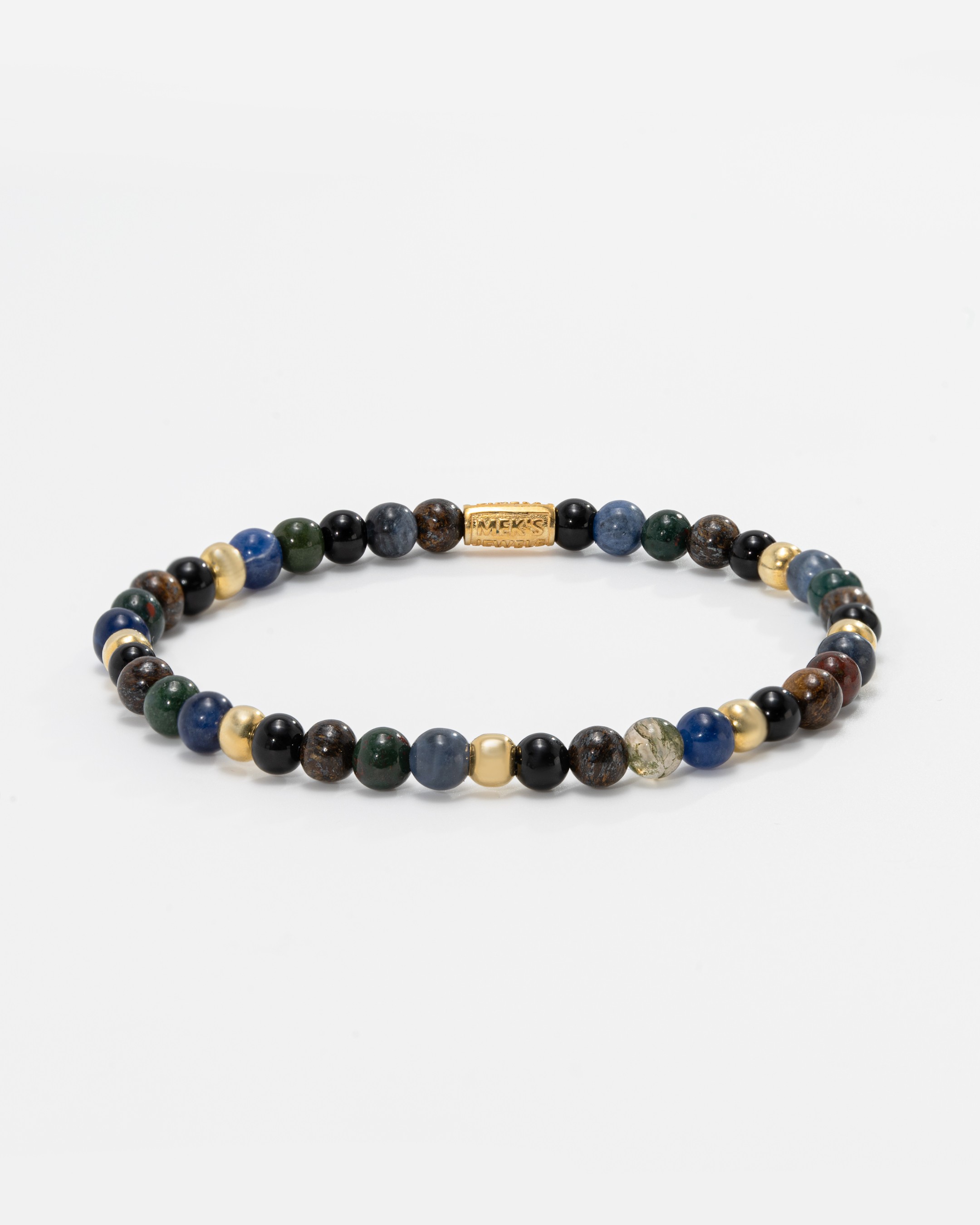 Mix Natural Stone Silver Bracelet - Gold