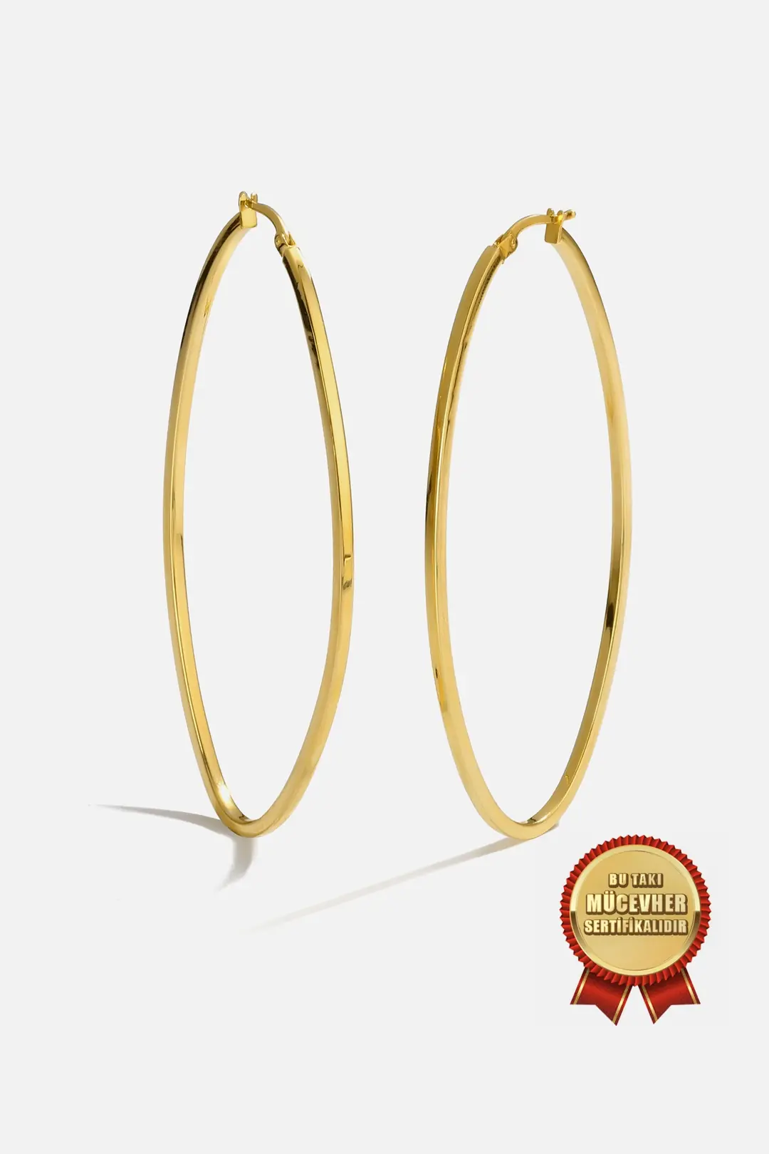 Mikron Gold Plated 925 K Silver Elips Hoop Earrings