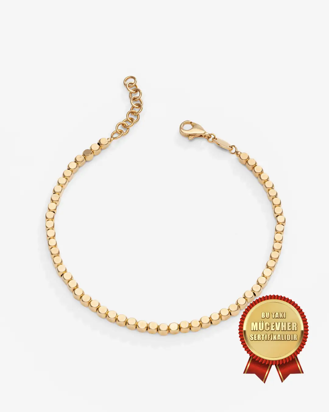 Mikron Gold Plated Silver Asimetrik Cube Bracelet