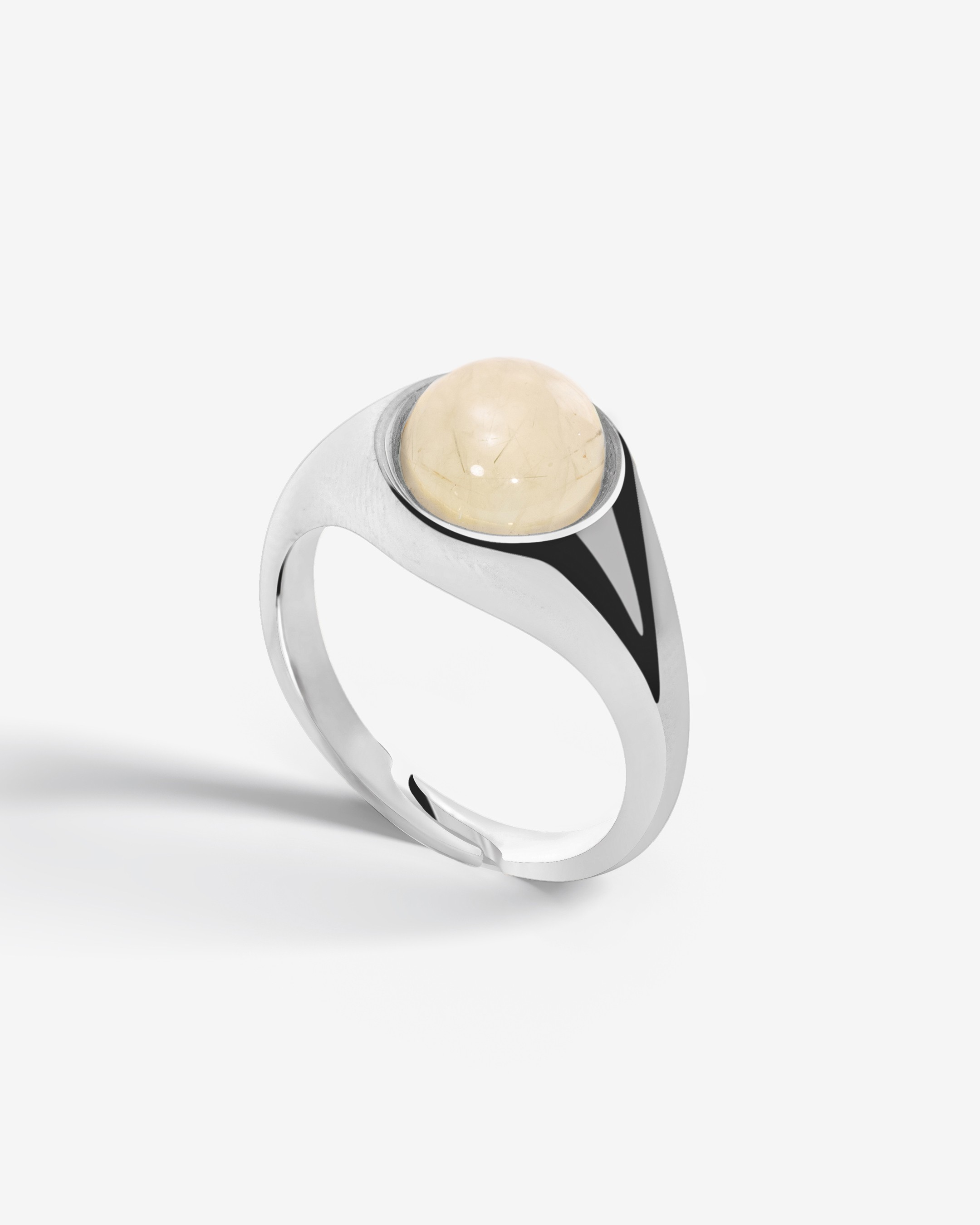 Silver Calypso Ring with Pranite Stone - White Gold