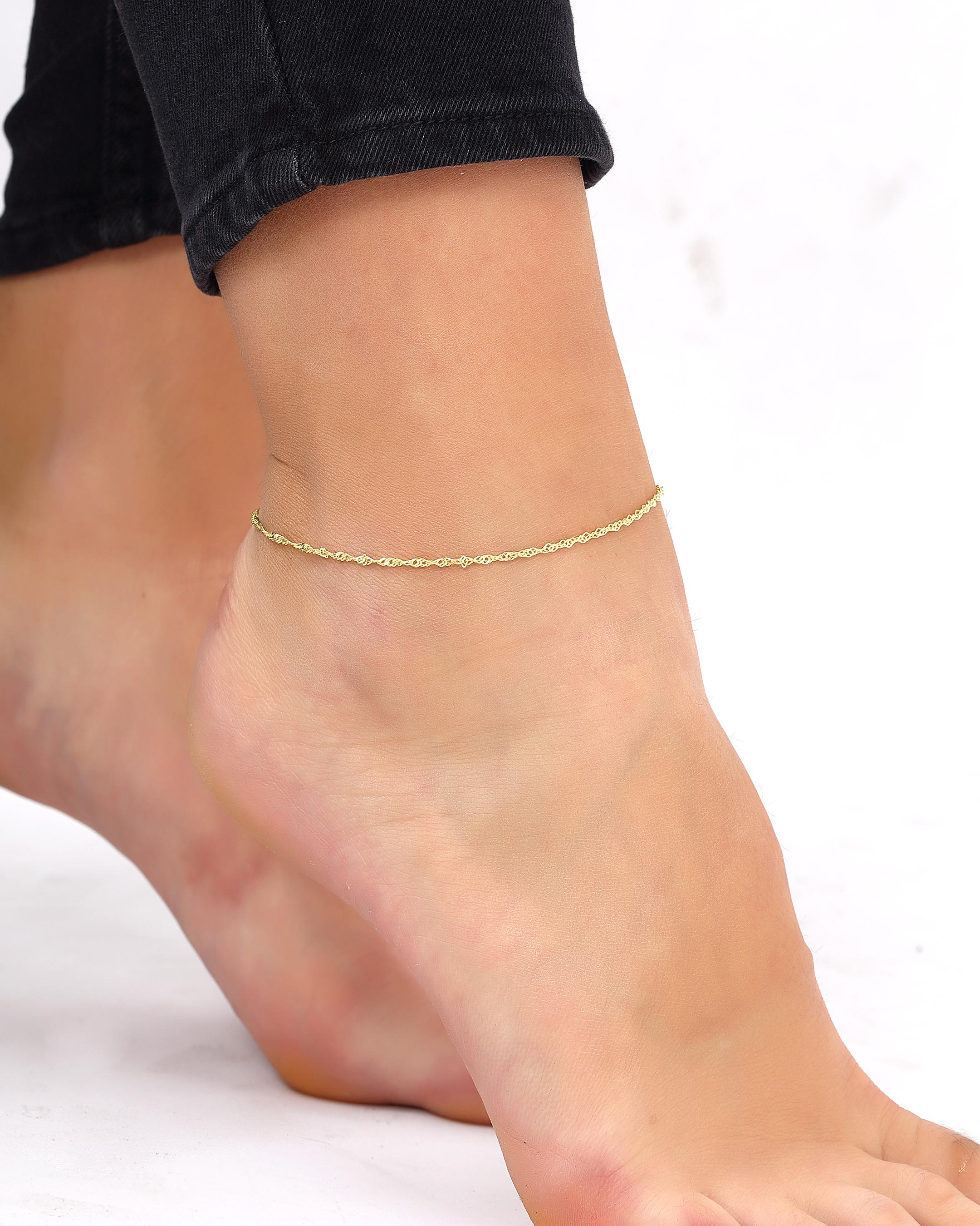 Silver Singapore Anklet - Gold