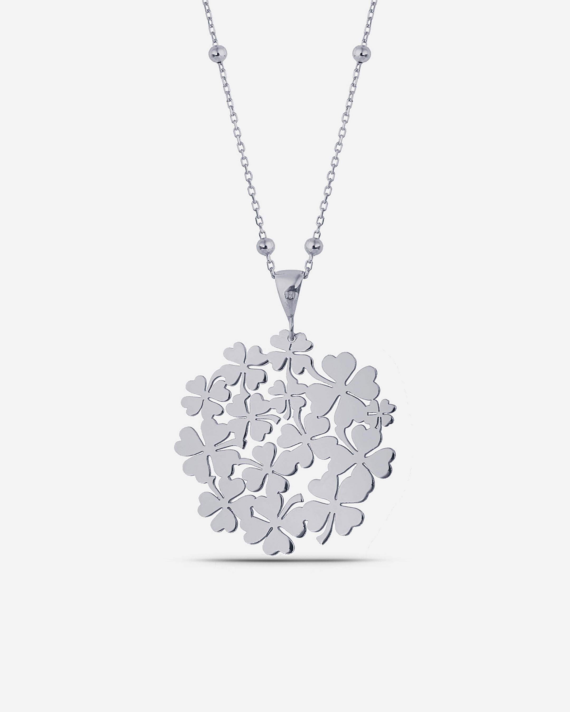 Silver Heart Lucky Necklace - White Gold