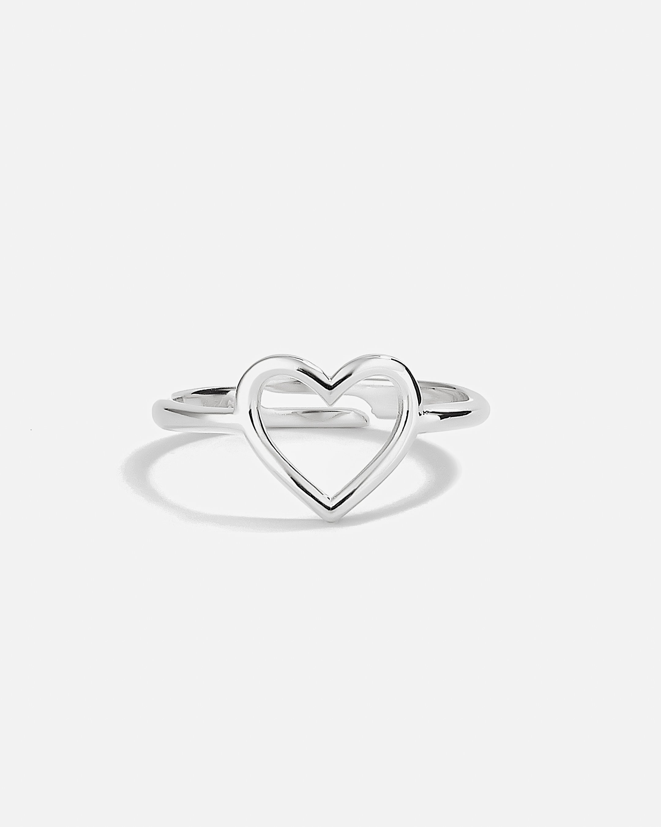 Silver Ring with Heart - White Gold