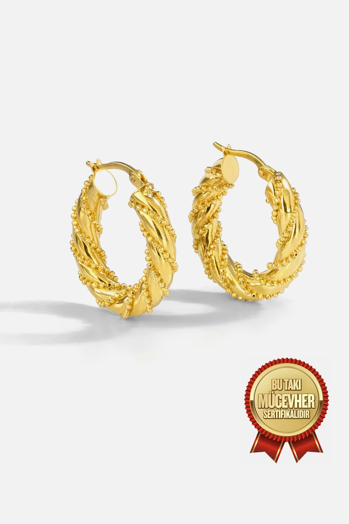 Mikron Altın Kaplama Gümüş Elips Küpe