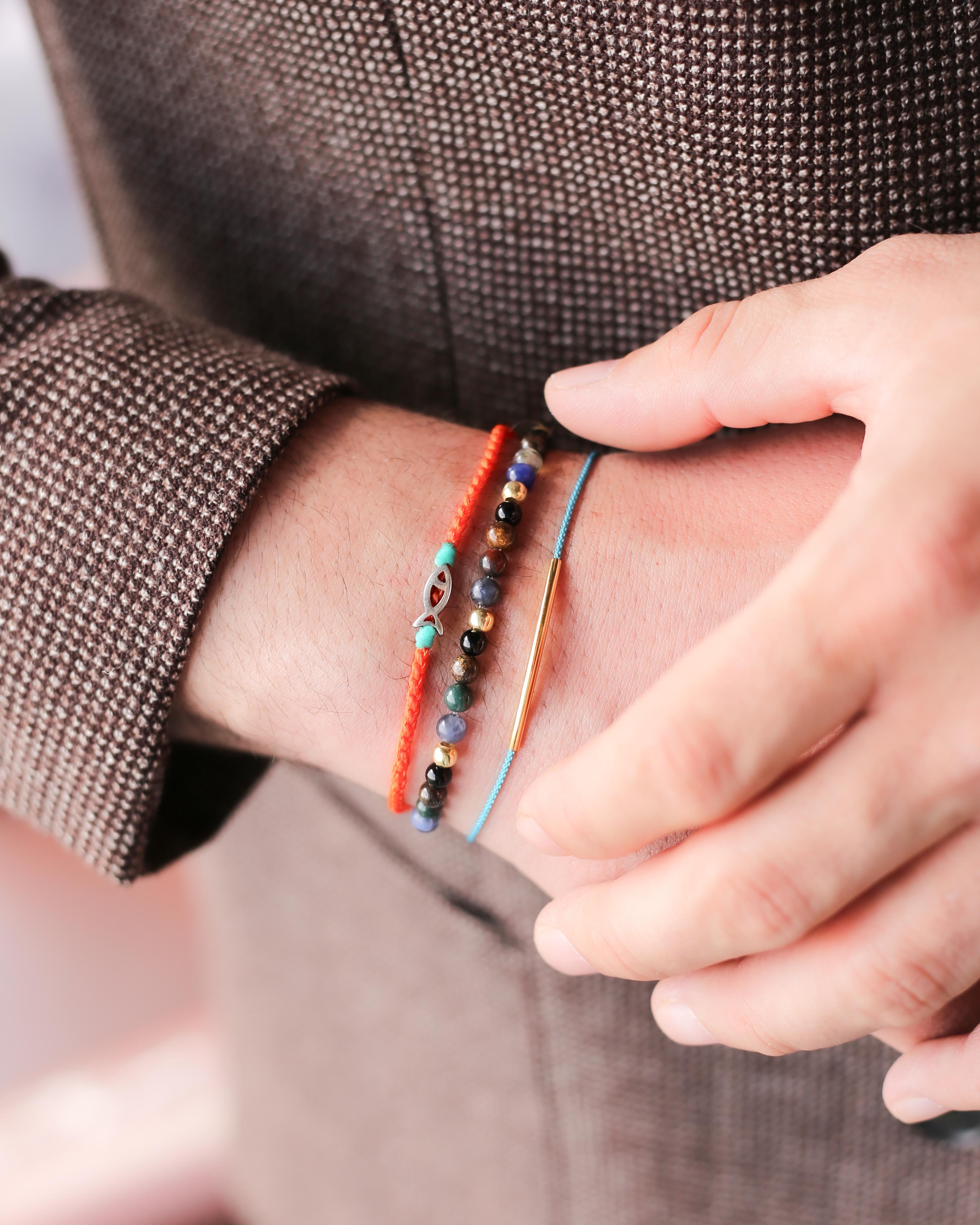 Bracelet en argent avec pierres naturelles mélangées - Or