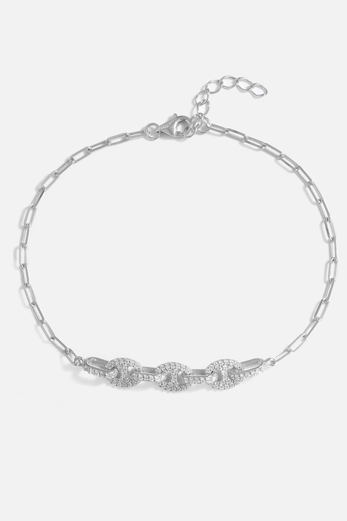 Mikron Altın Kaplama Gümüş Zirkon Bileklik - Beyaz Altın