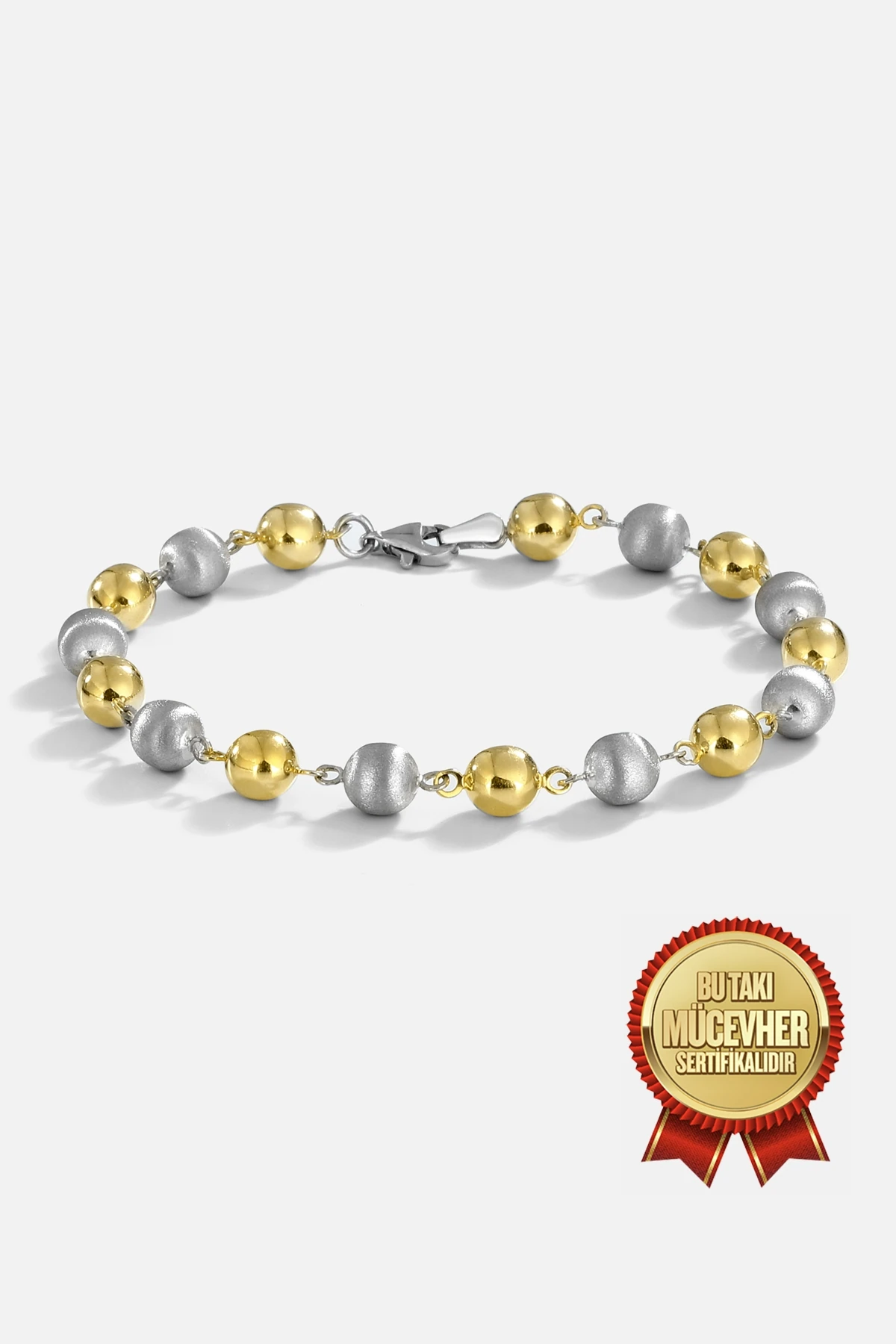 Mikron Altın Kaplama Gümüş Top Bileklik