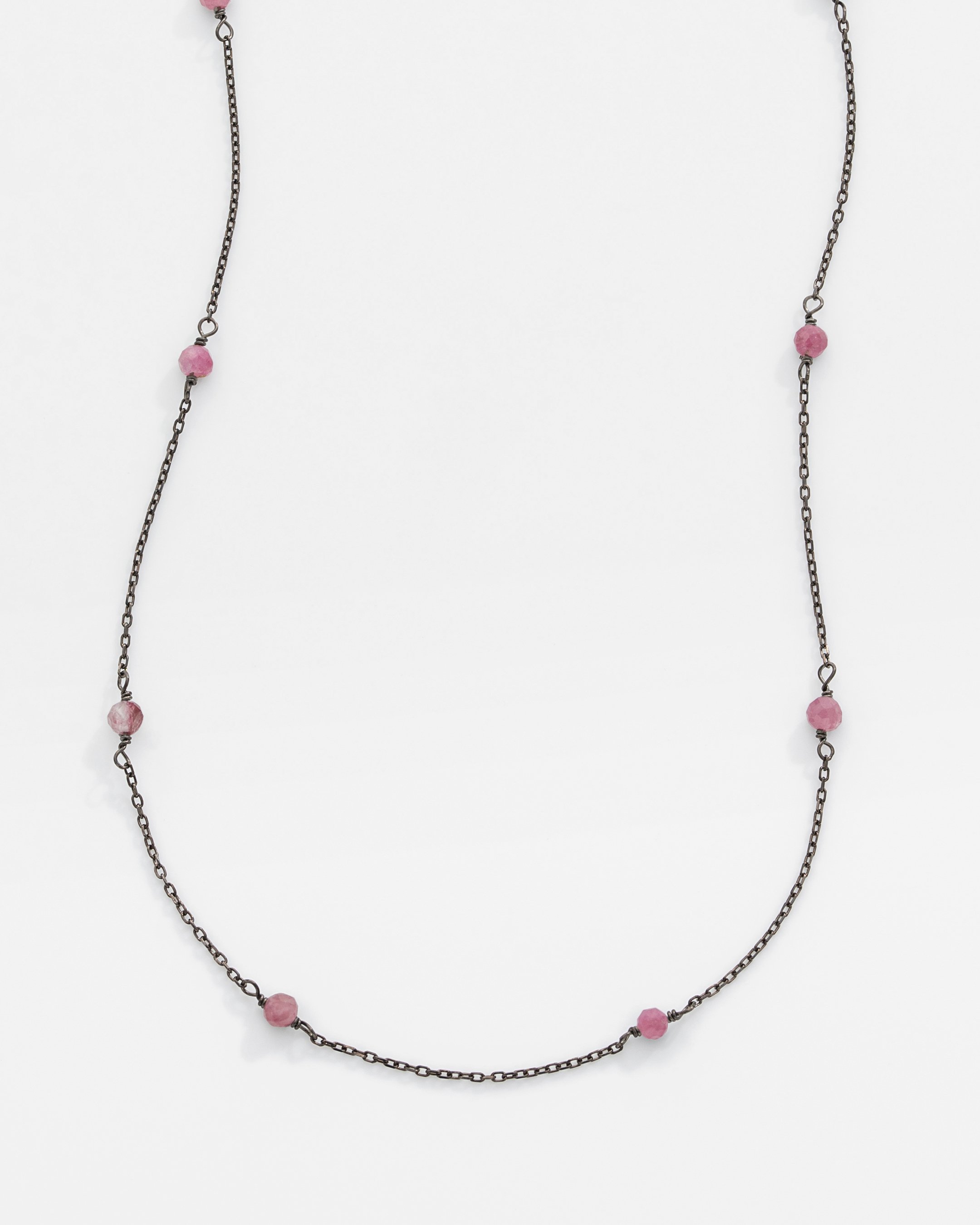 1.7 Carat Pink Tourmaline Silver Necklace - Black Lapping