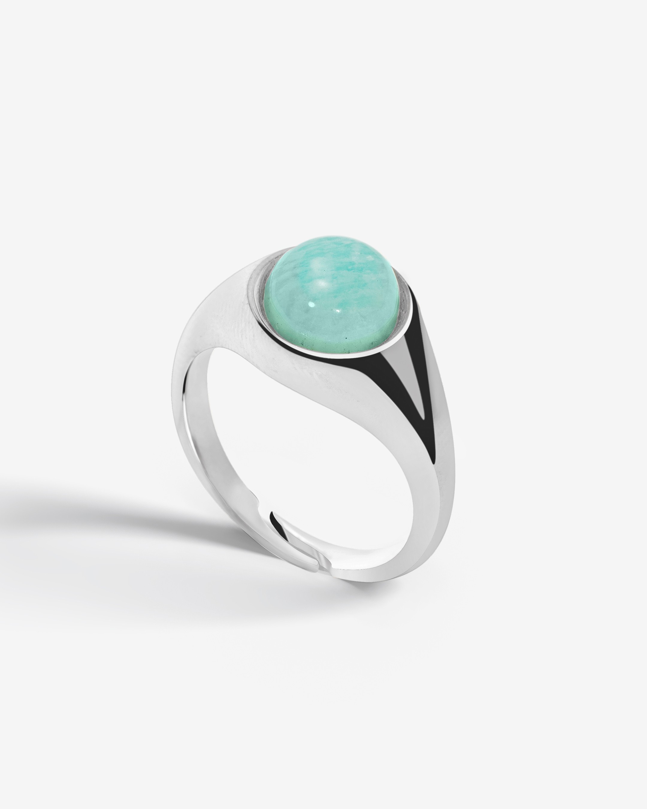 Bague Calypso en argent avec Amazonite - Or blanc