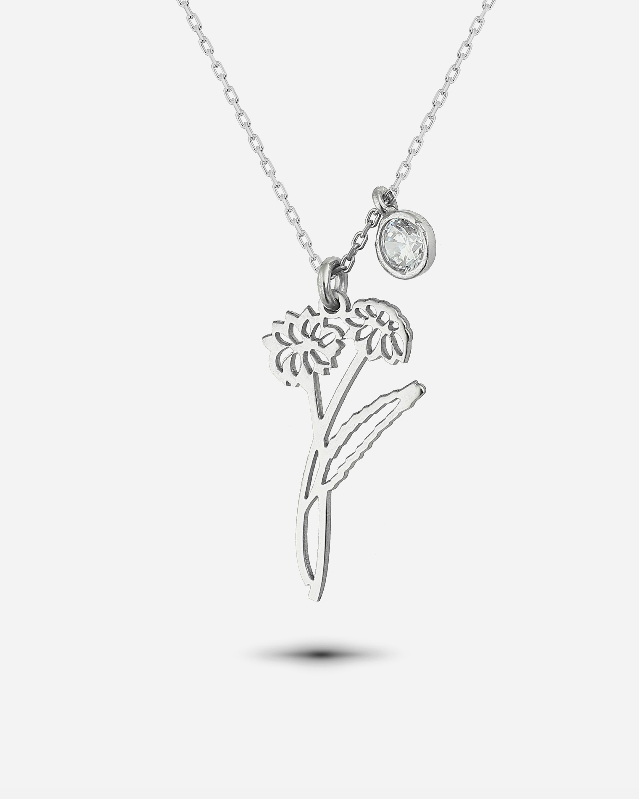 Silver April Birth Flower Daisy Necklace