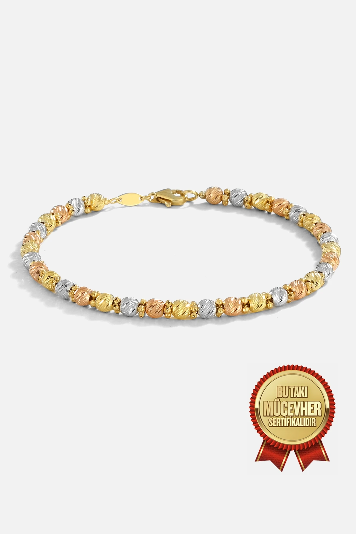 Mikron Altın Kaplama Dorika Üç Renk Gümüş Bileklik