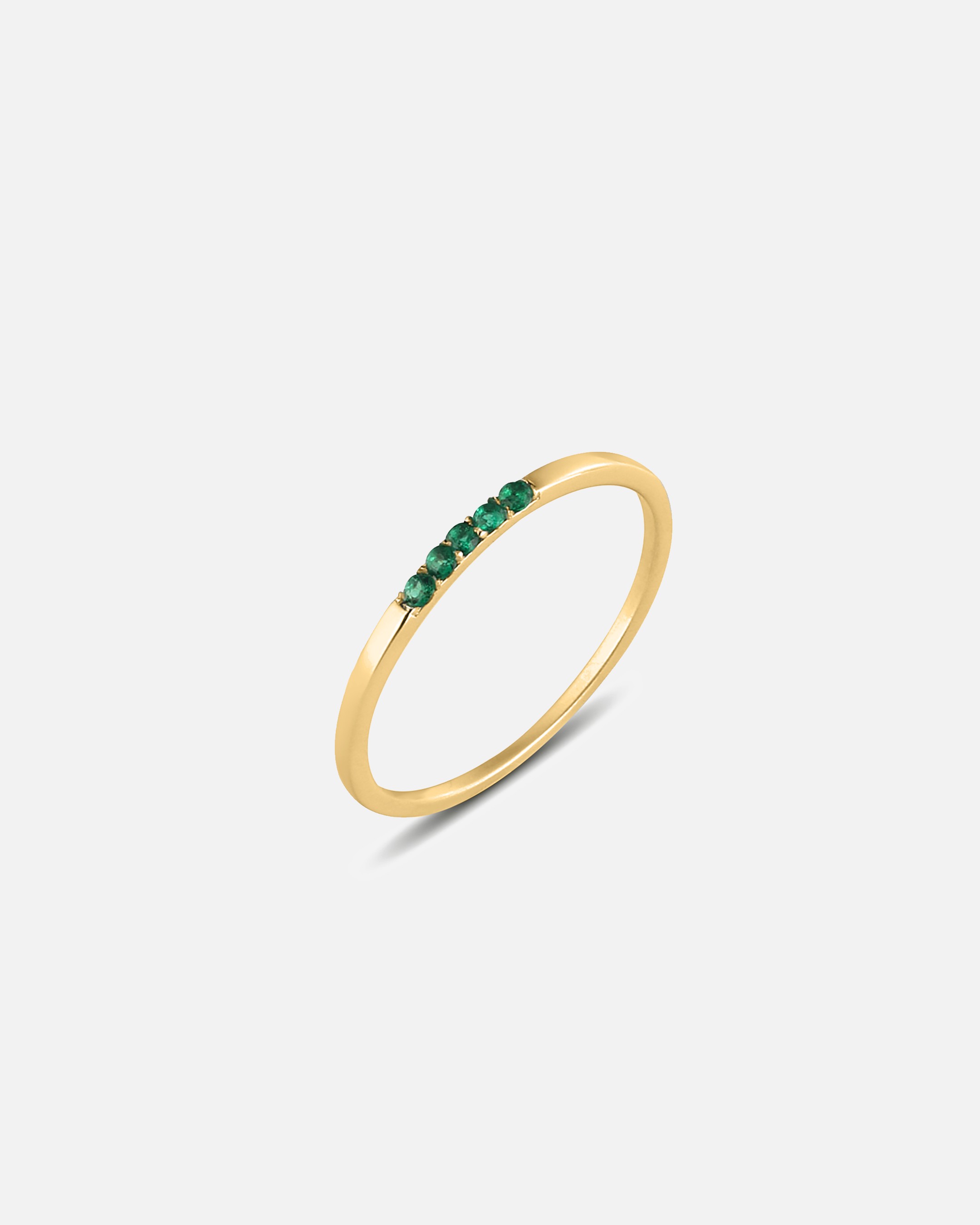 Silver Ring with Emerald Stone - Gold