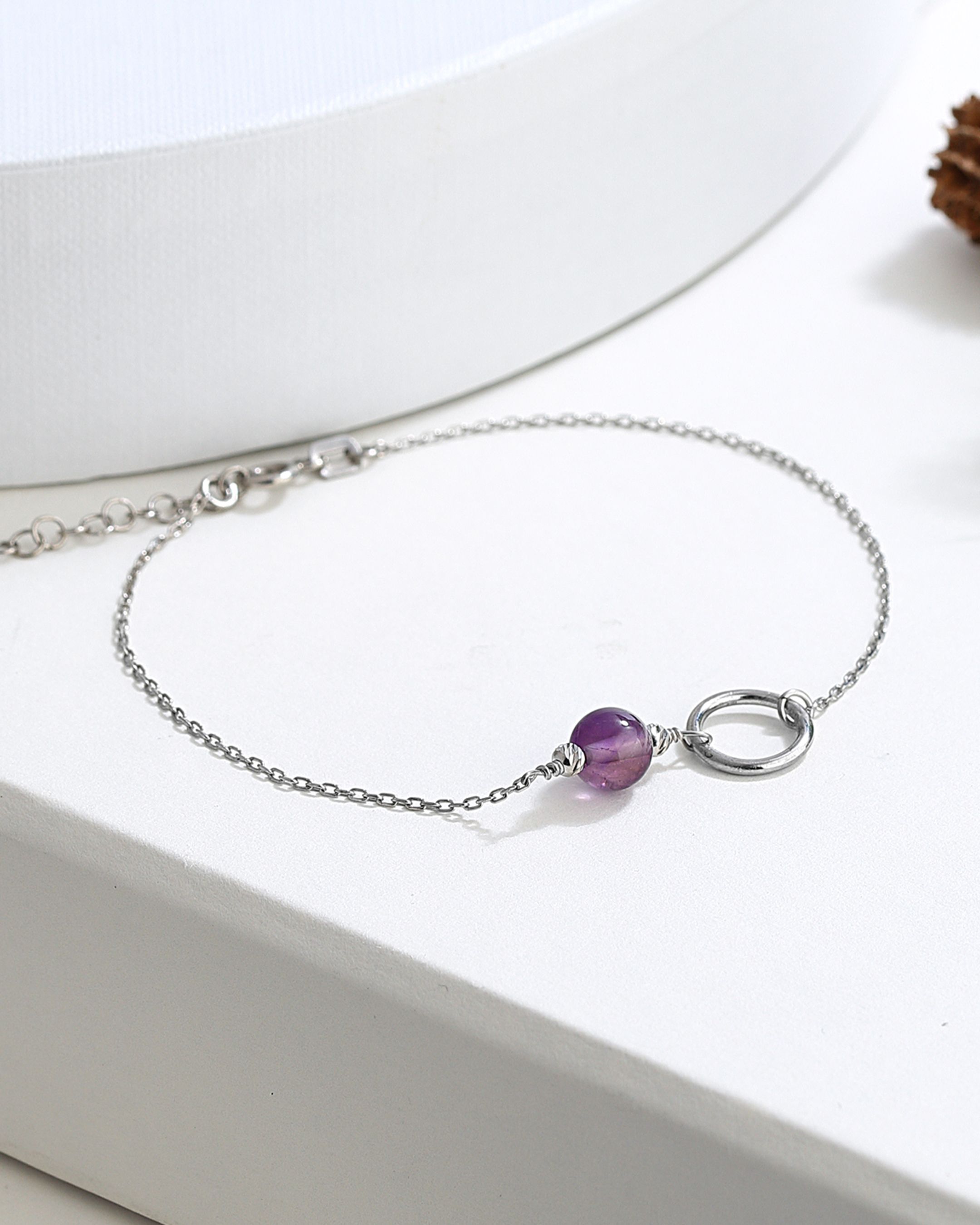 Silver Bracelet with Amethyst Stone