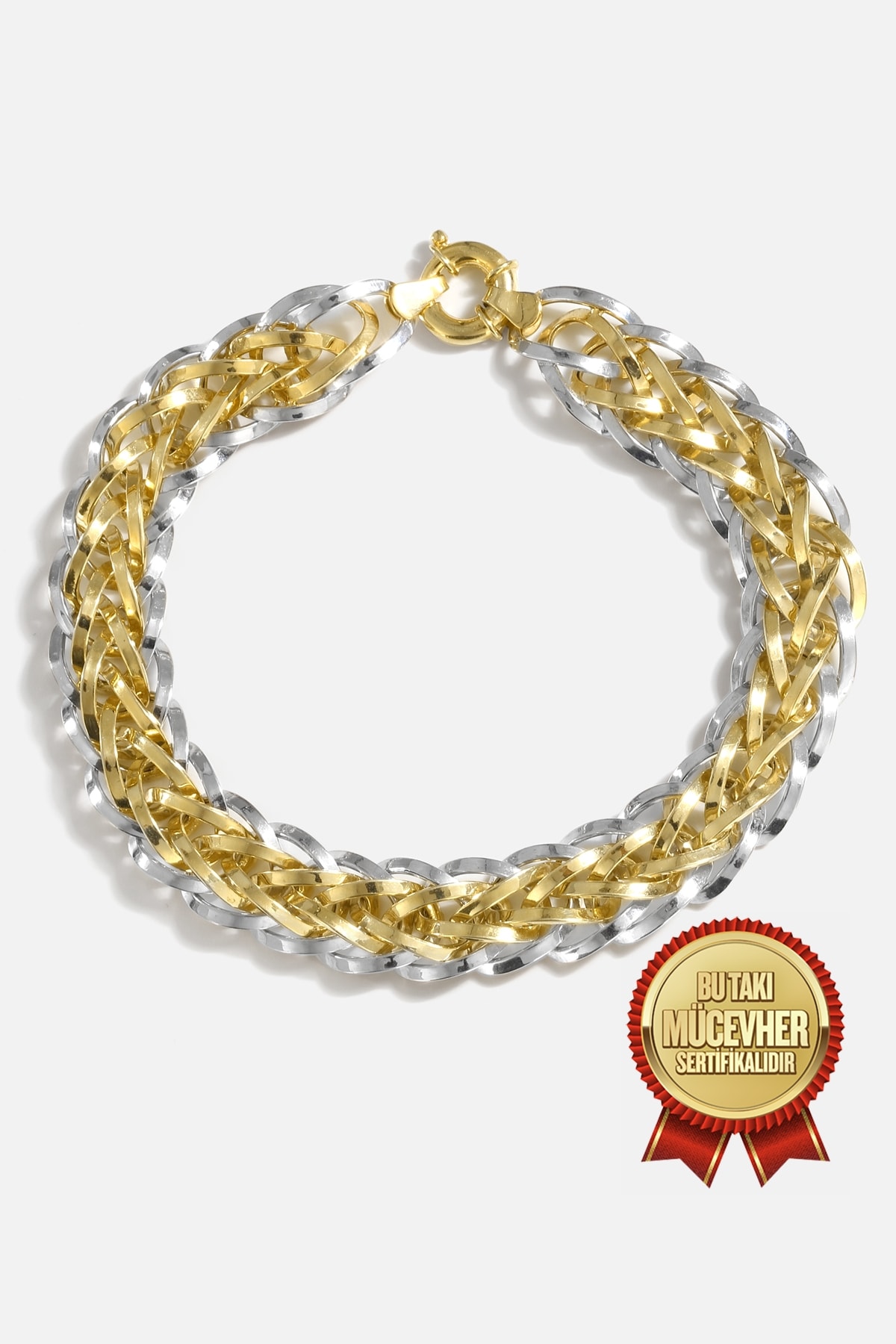 Mikron Altın Kaplama Gümüş Balık Sırtı Bileklik