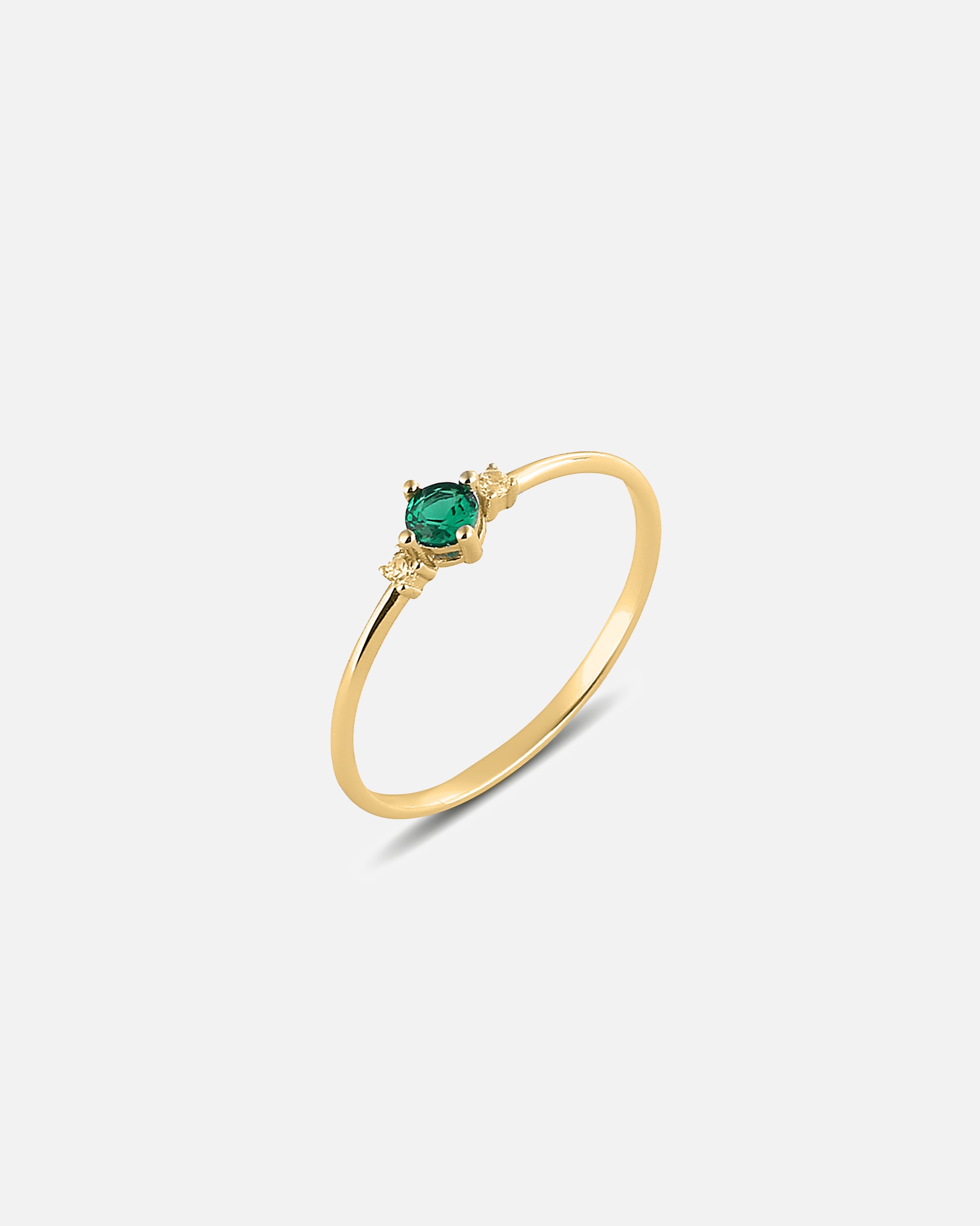 Silver Ring with Emerald Stone - Gold