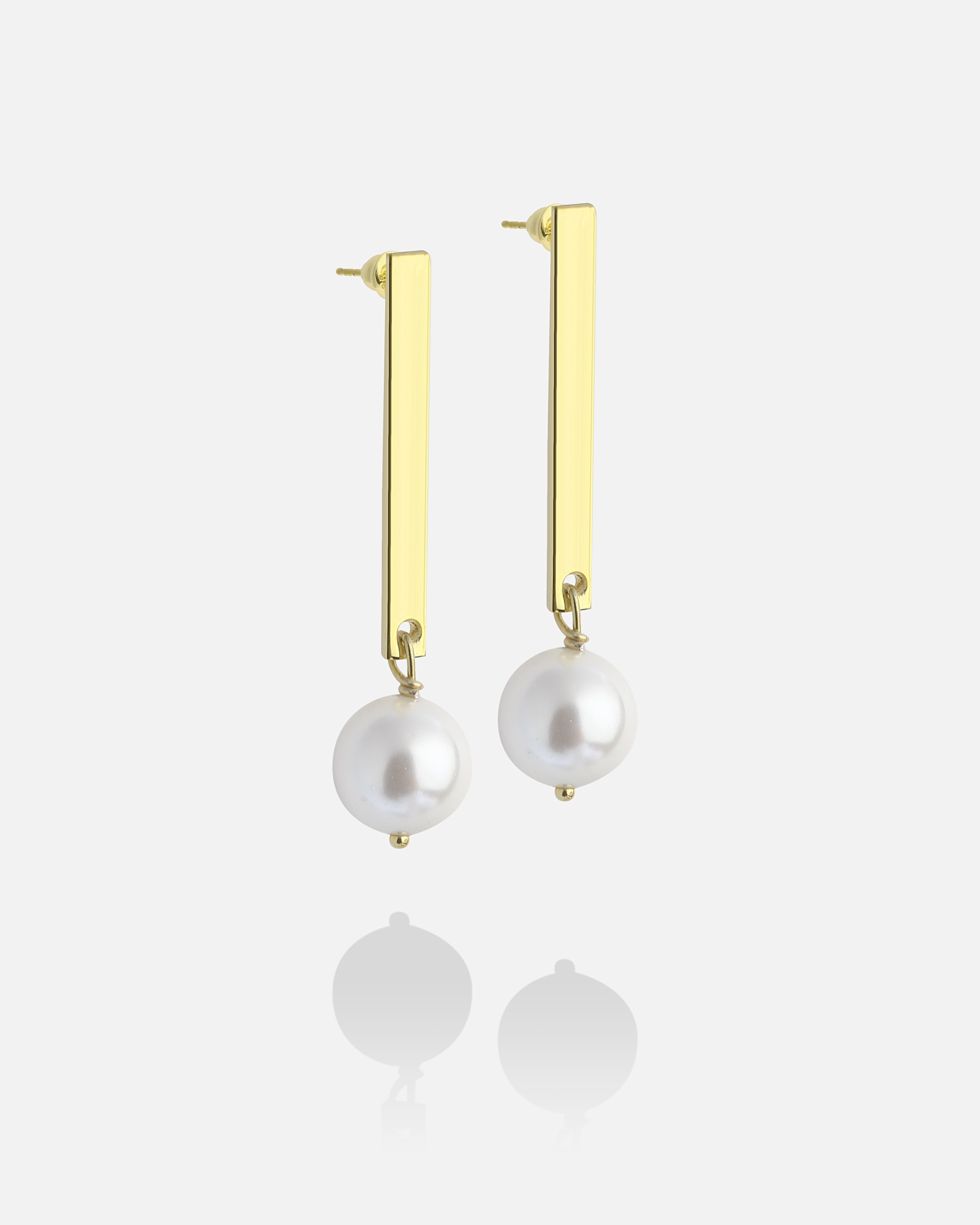 Silver Design Pearl Earrings - Gold