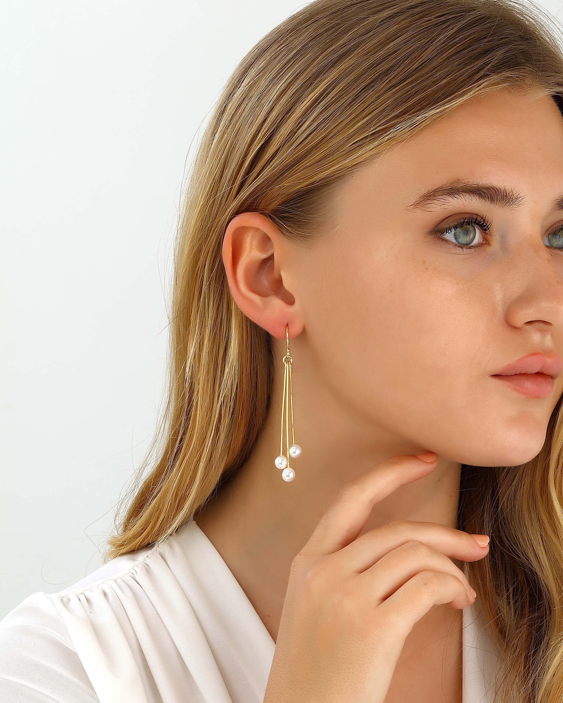 Boucles d'oreilles en argent avec perles - Or