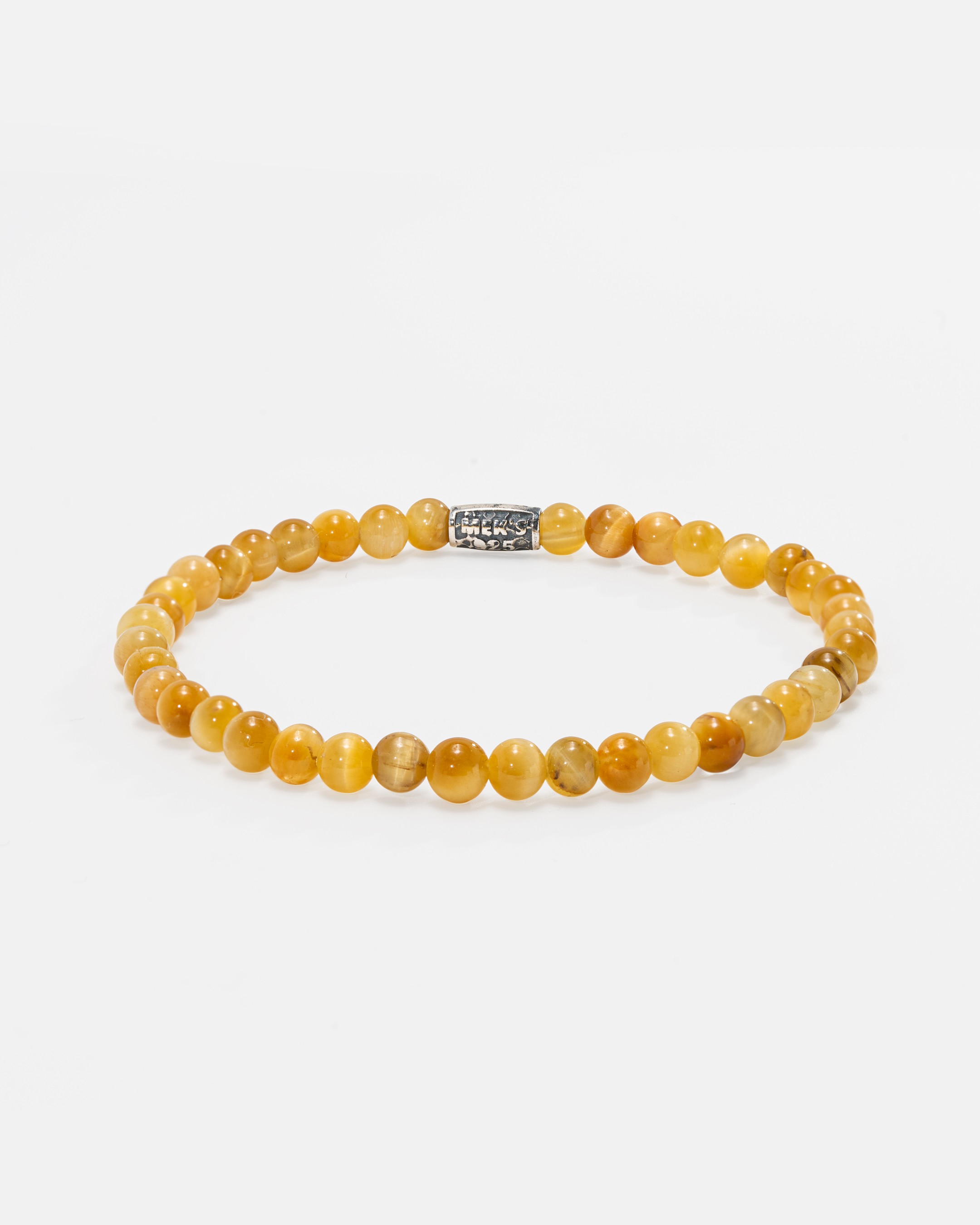 25.6 Carat Silver Bracelet with Tiger Eye Stone - White Gold