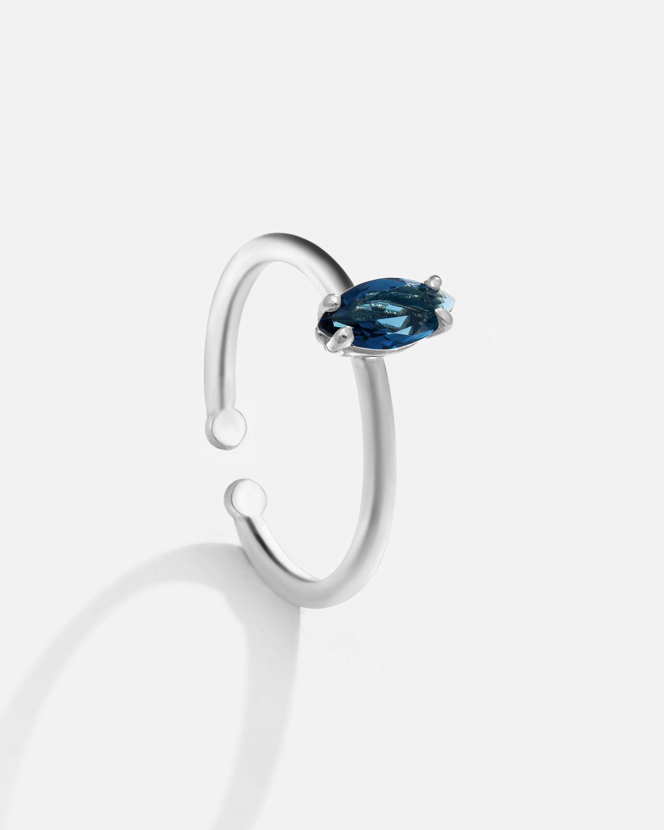 Navy Blue Zircon Stone Silver Ring