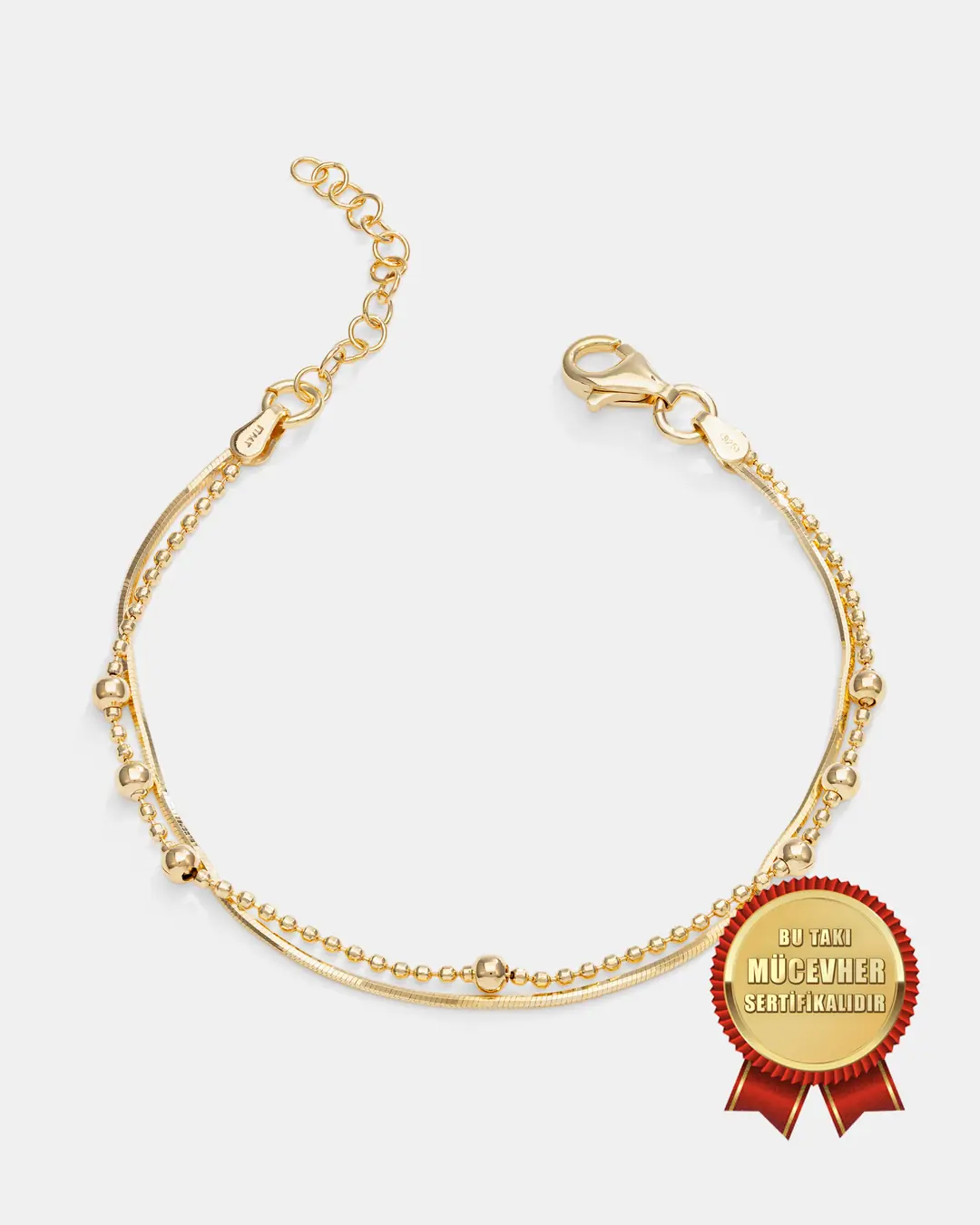 Mikron Gold Plated 925 K Silver Italian Argento Milano Toplu Chain Bracelet