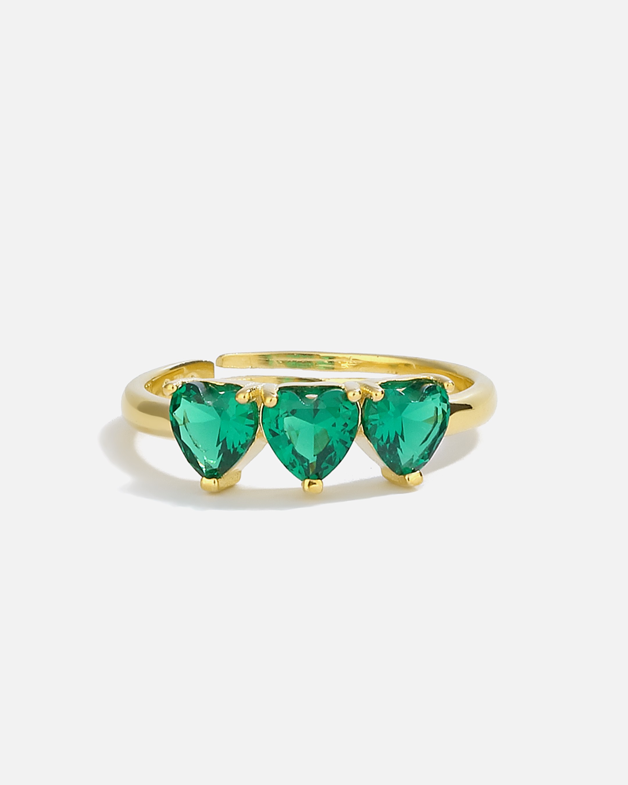 Silver Ring with Green Zircon Stone Heart