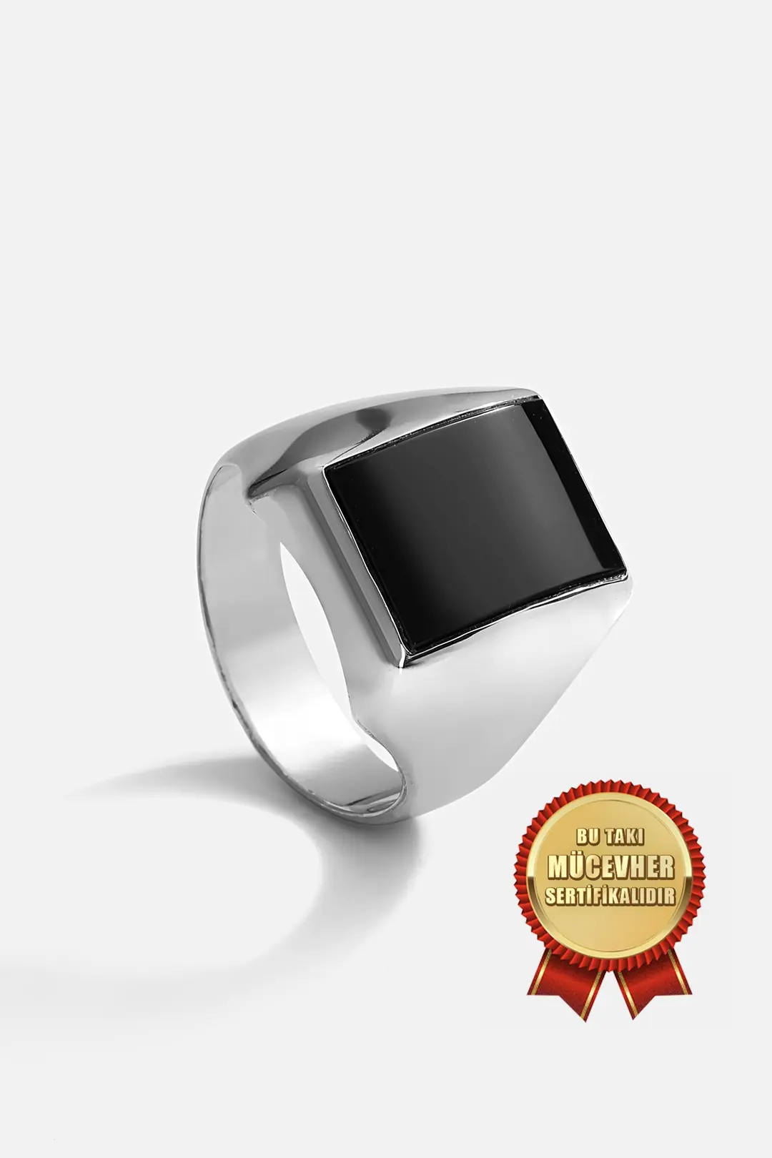 Mikron Gold Plated 925 K Silver Onyx Stone-set Men's Ring