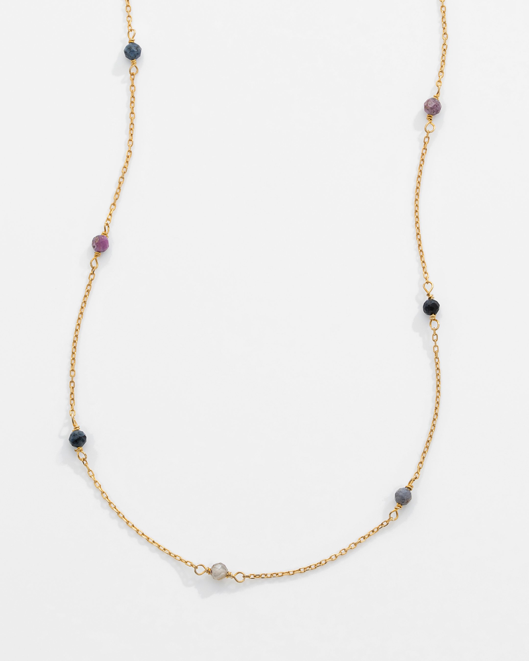 2.5 Carat Multicolor Sapphire Silver Necklace - Gold