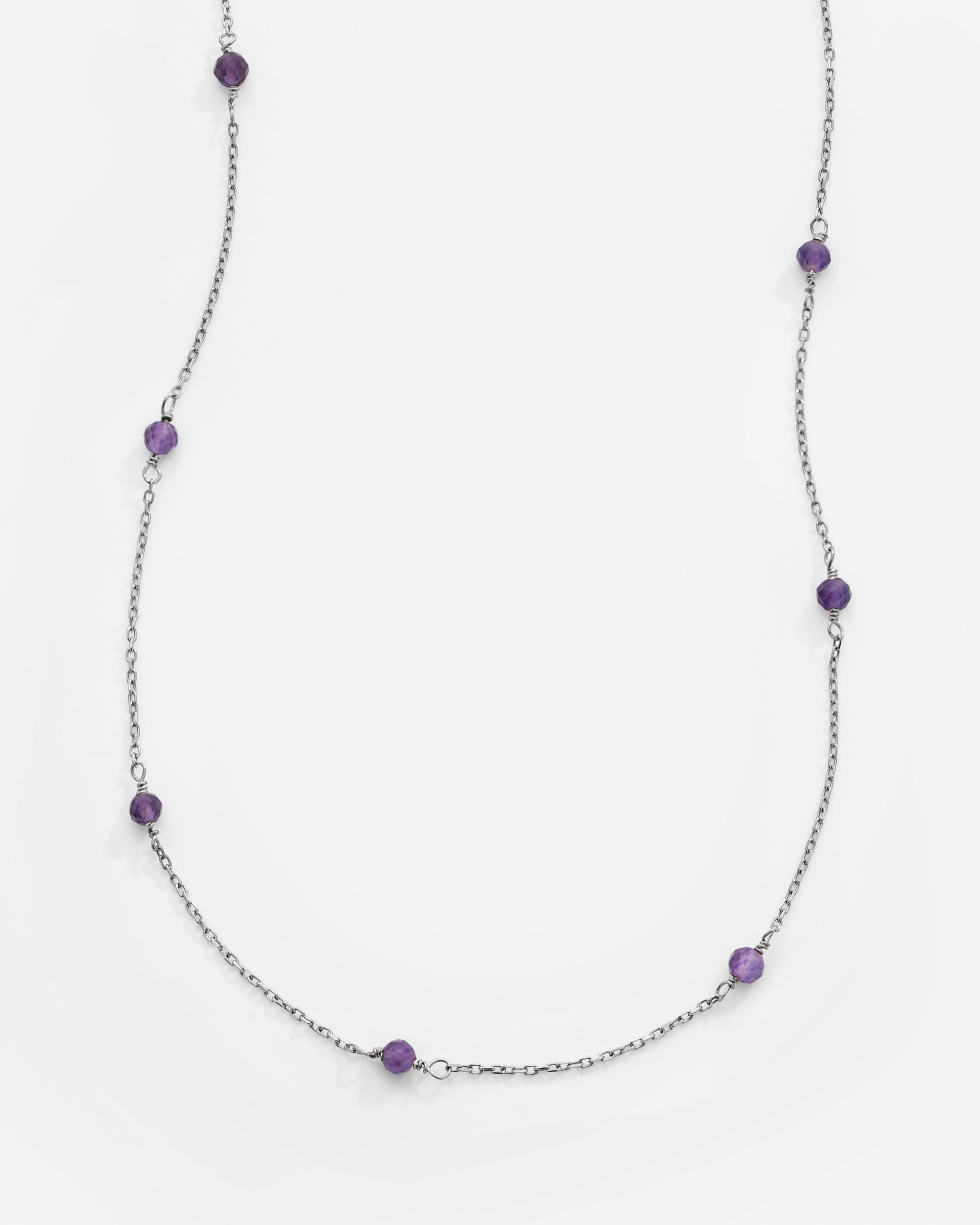 2.1 Carat Amethyst Stone Silver Necklace - White Gold