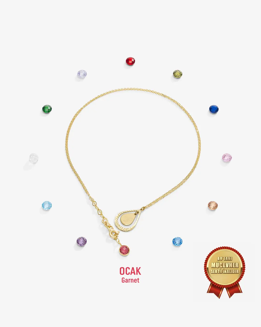 14 K Gold Drop Birth Stone-set Necklace