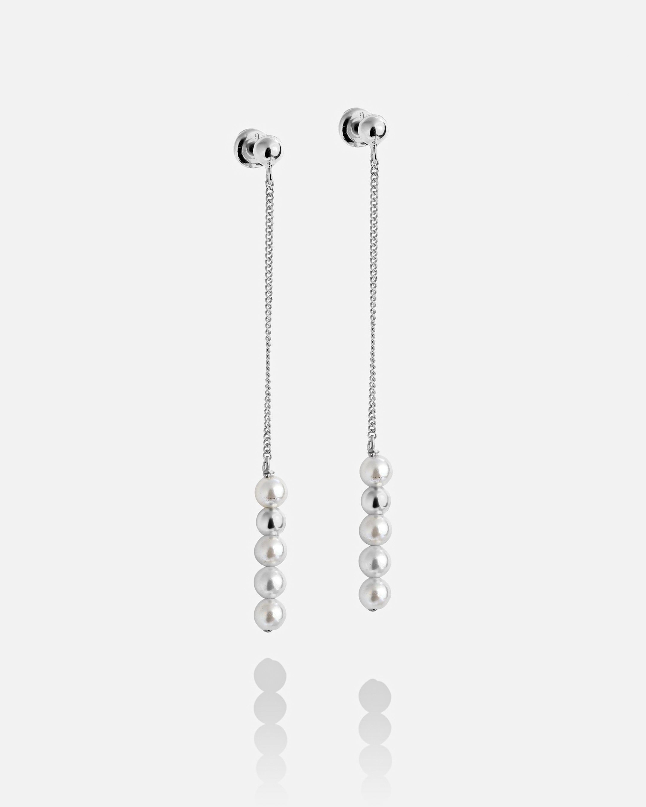 Silver Cluster Pearl Earrings - White Gold