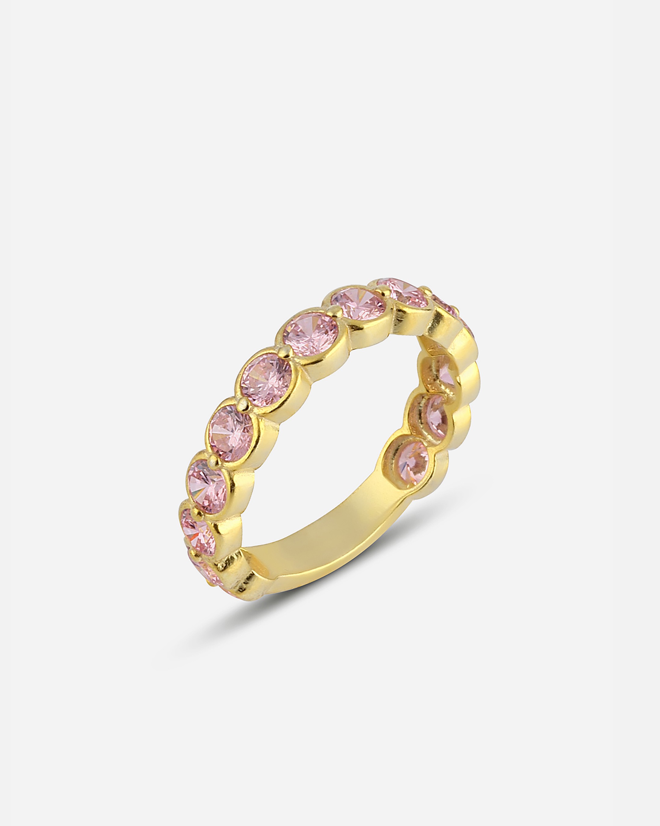 Silver Tamtur Ring with Pink Quartz Stone - Gold