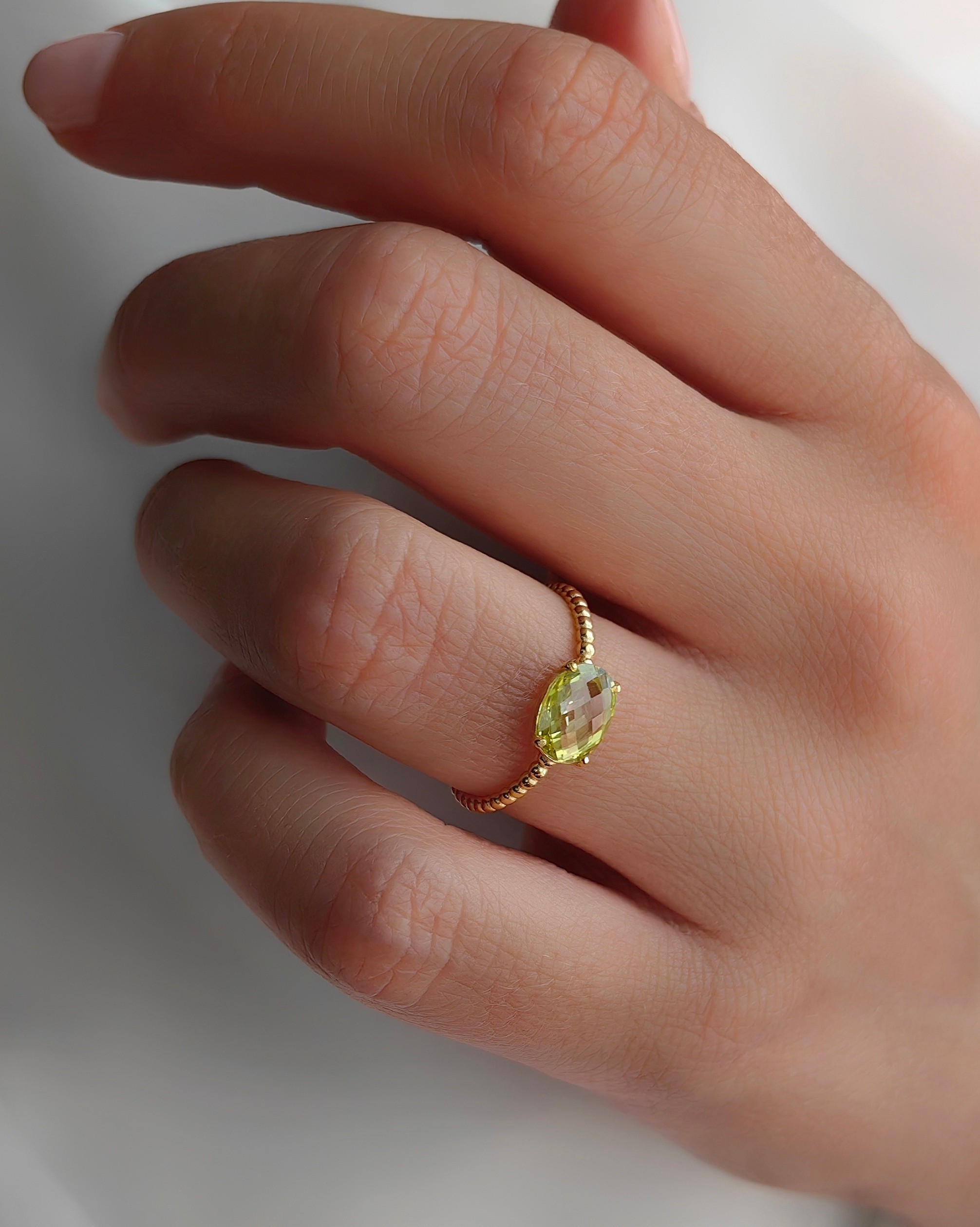 Citrine Stone Silver Ring - Gold