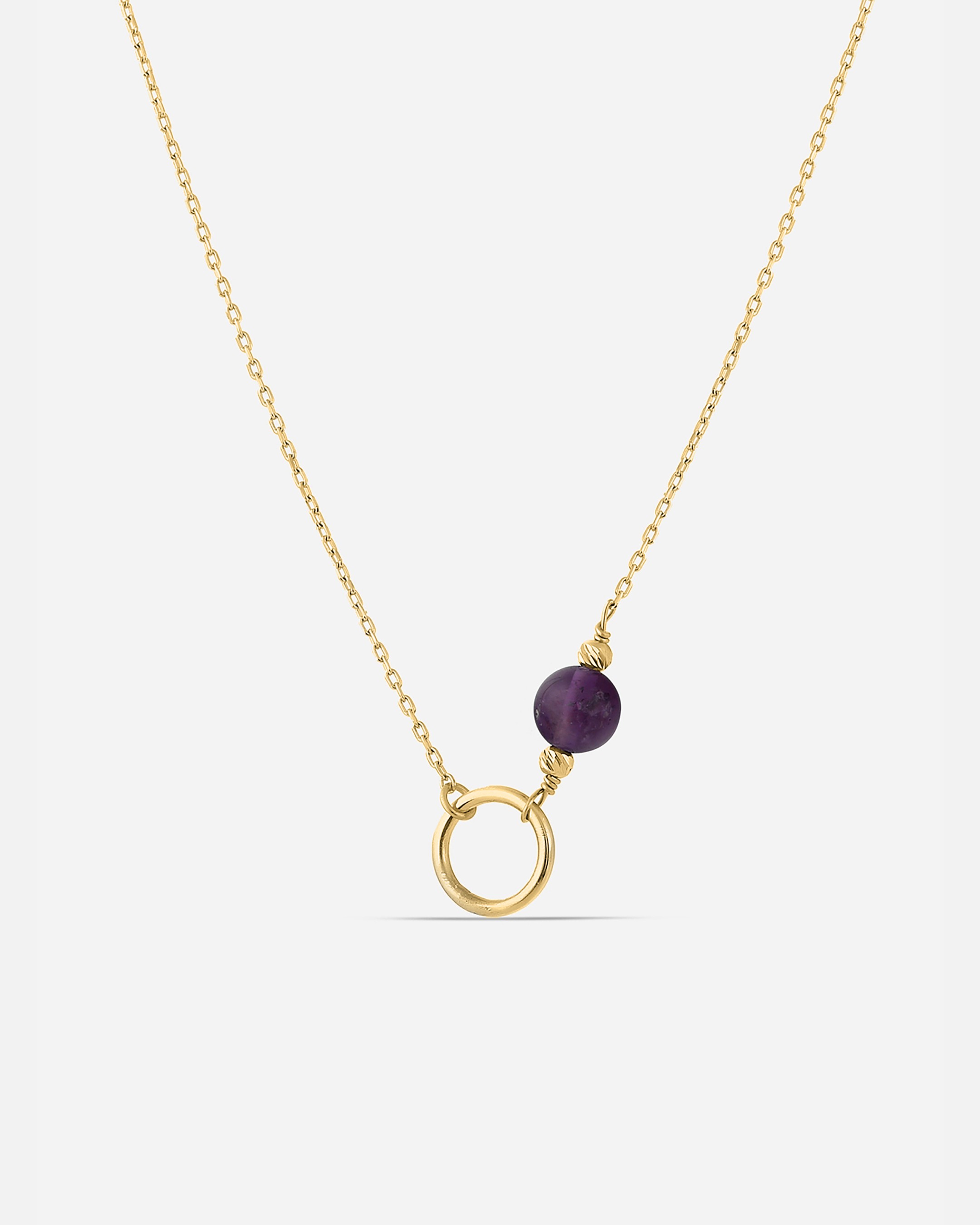 Silver Necklace with Amethyst Stone - Gold