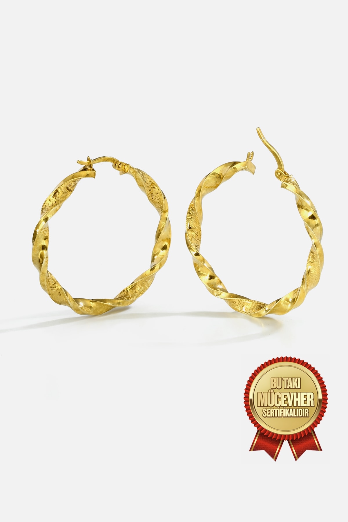 Mikron Altın Kaplama Gümüş Sarmal Halka Küpe