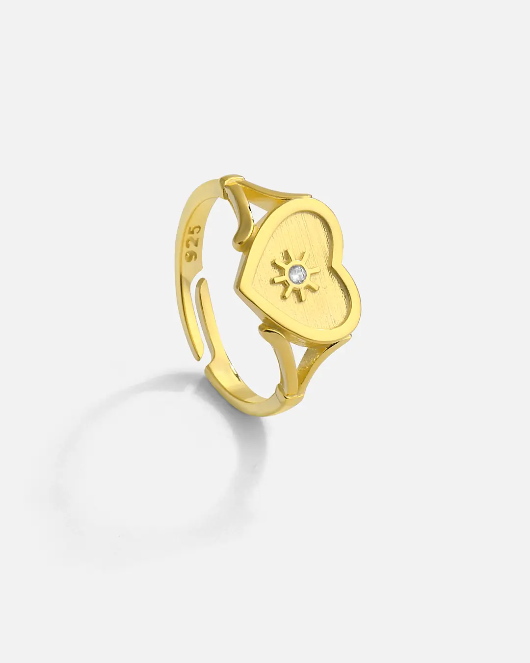 Zircon Stone-set Heart Silver Ring