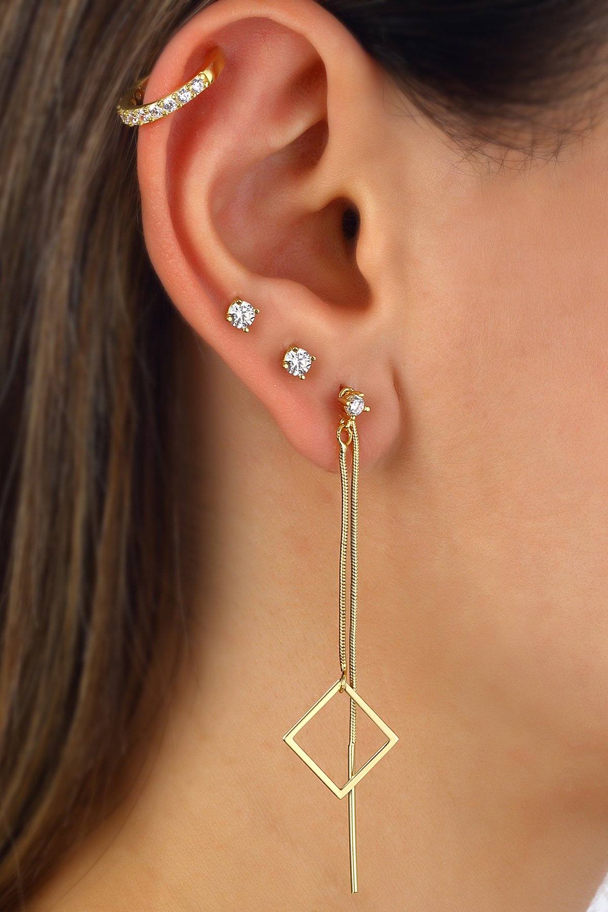 Silver Earring Combination - Gold