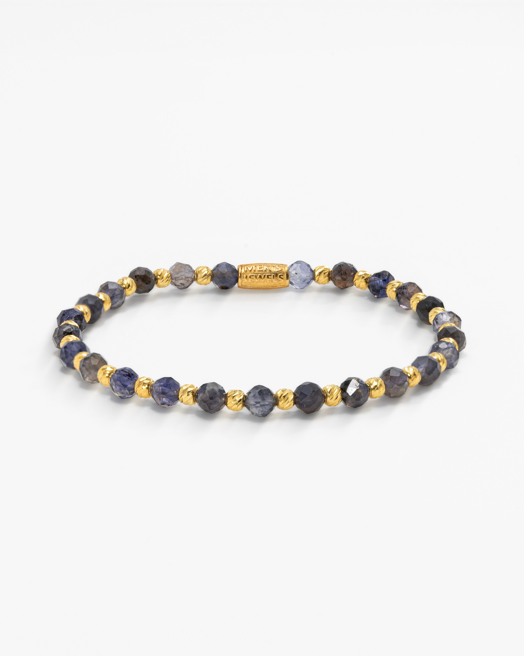 11.85 Carat Silver Bracelet with Natural Iyolite Stone - Gold