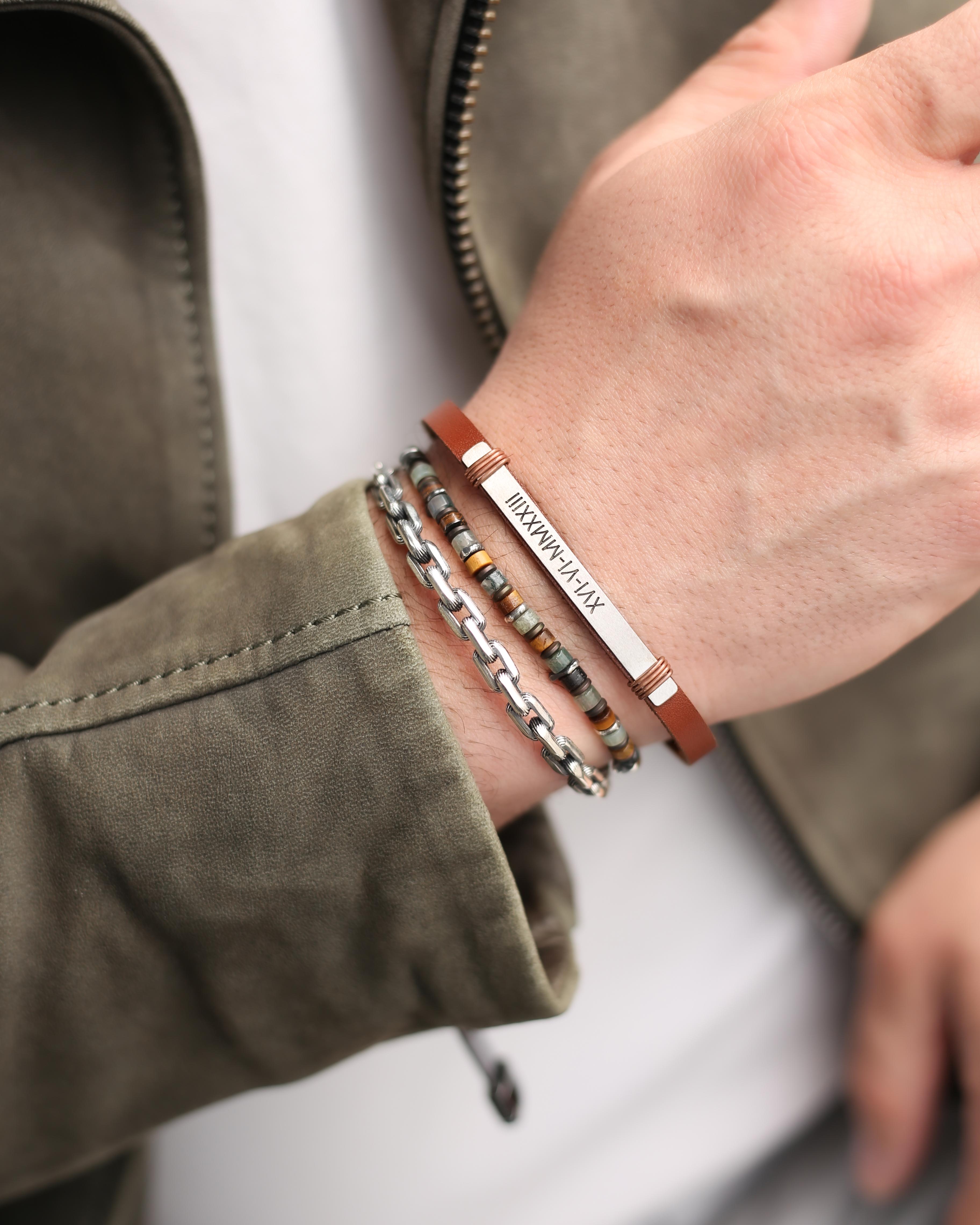 Bracelet en argent et pierres naturelles - Or blanc