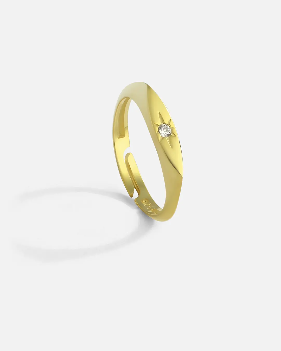 Zircon Stone-set Design Silver Ring