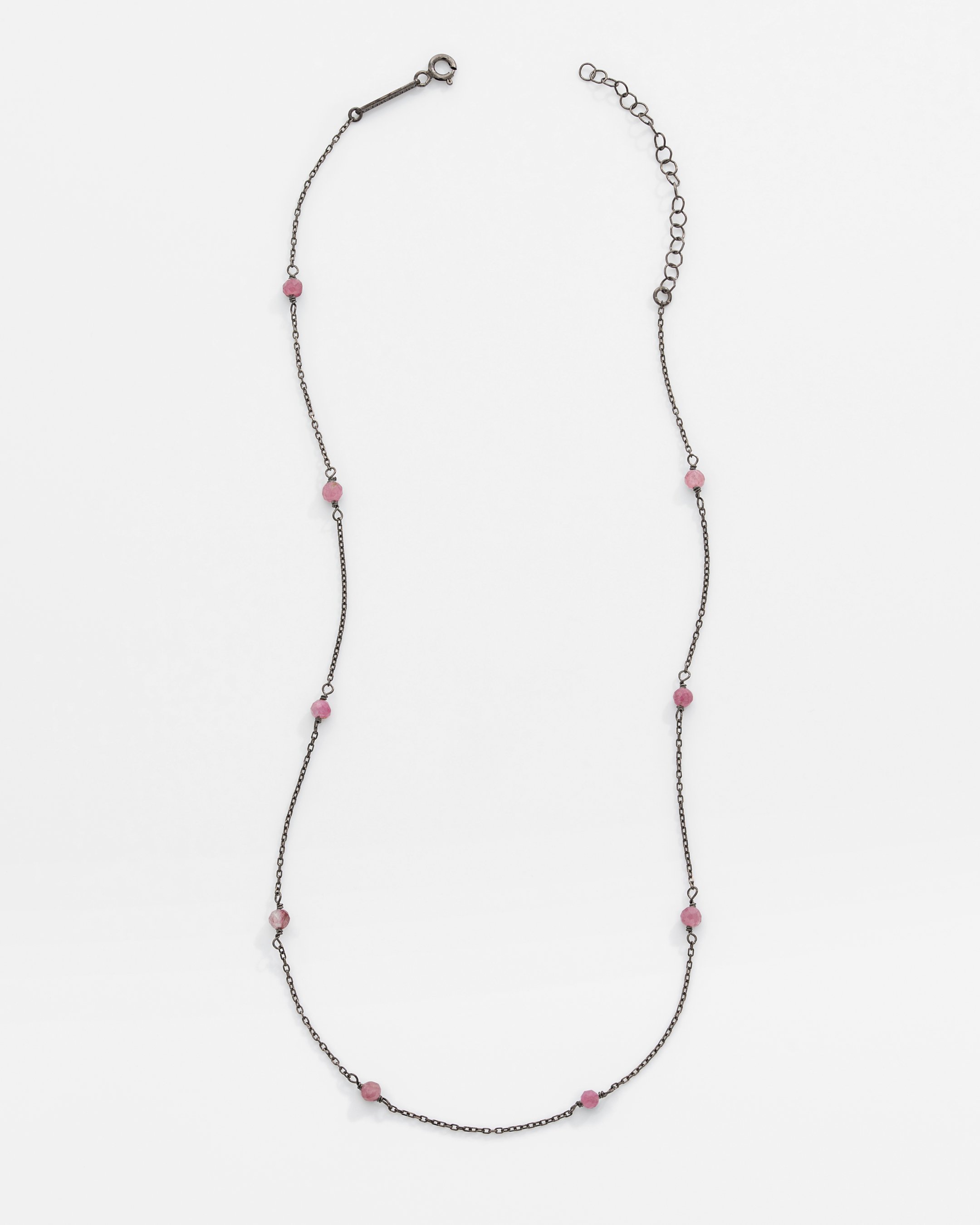 1.7 Carat Pink Tourmaline Silver Necklace - Black Lapping