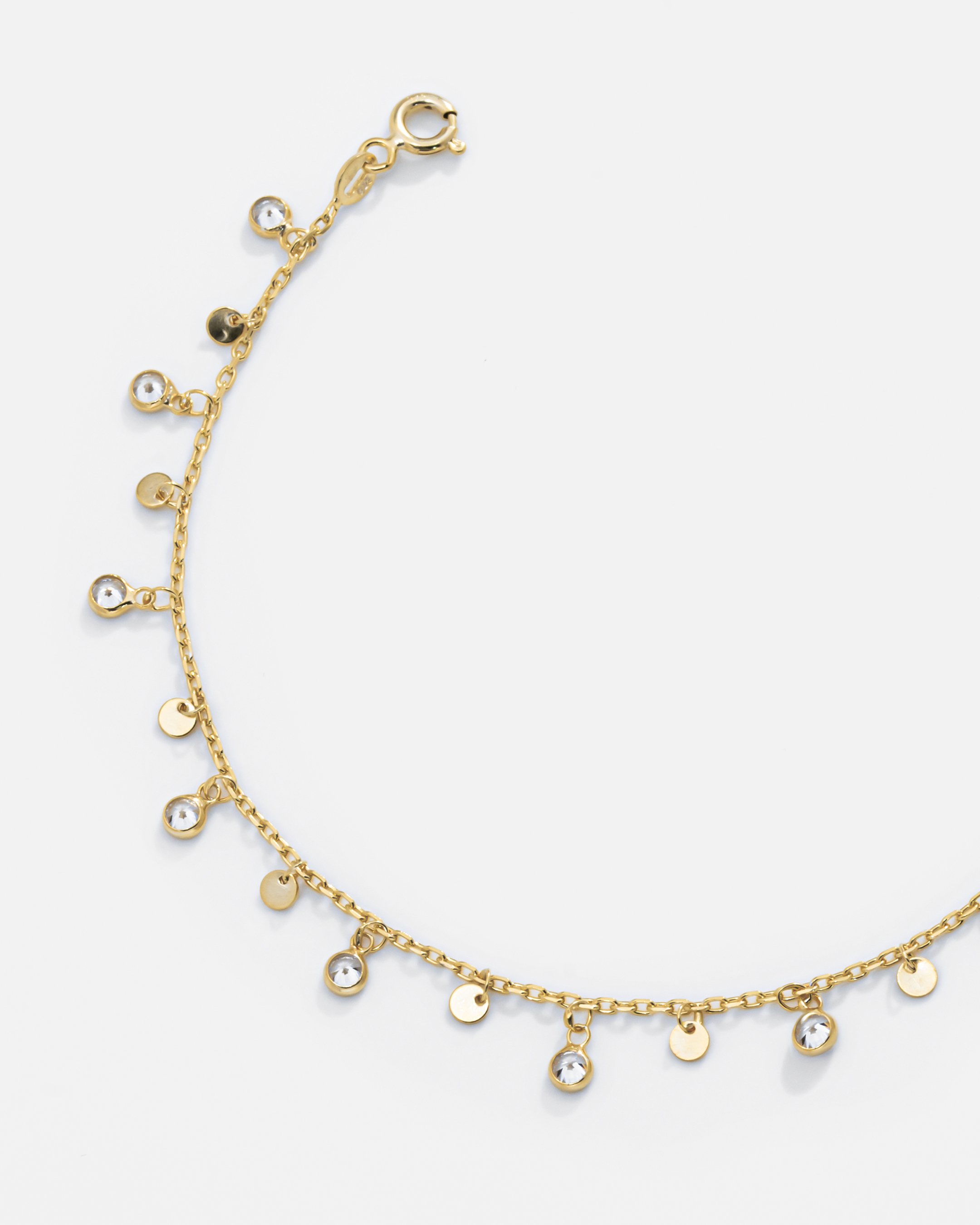 Silver Sequin Anklet - Gold