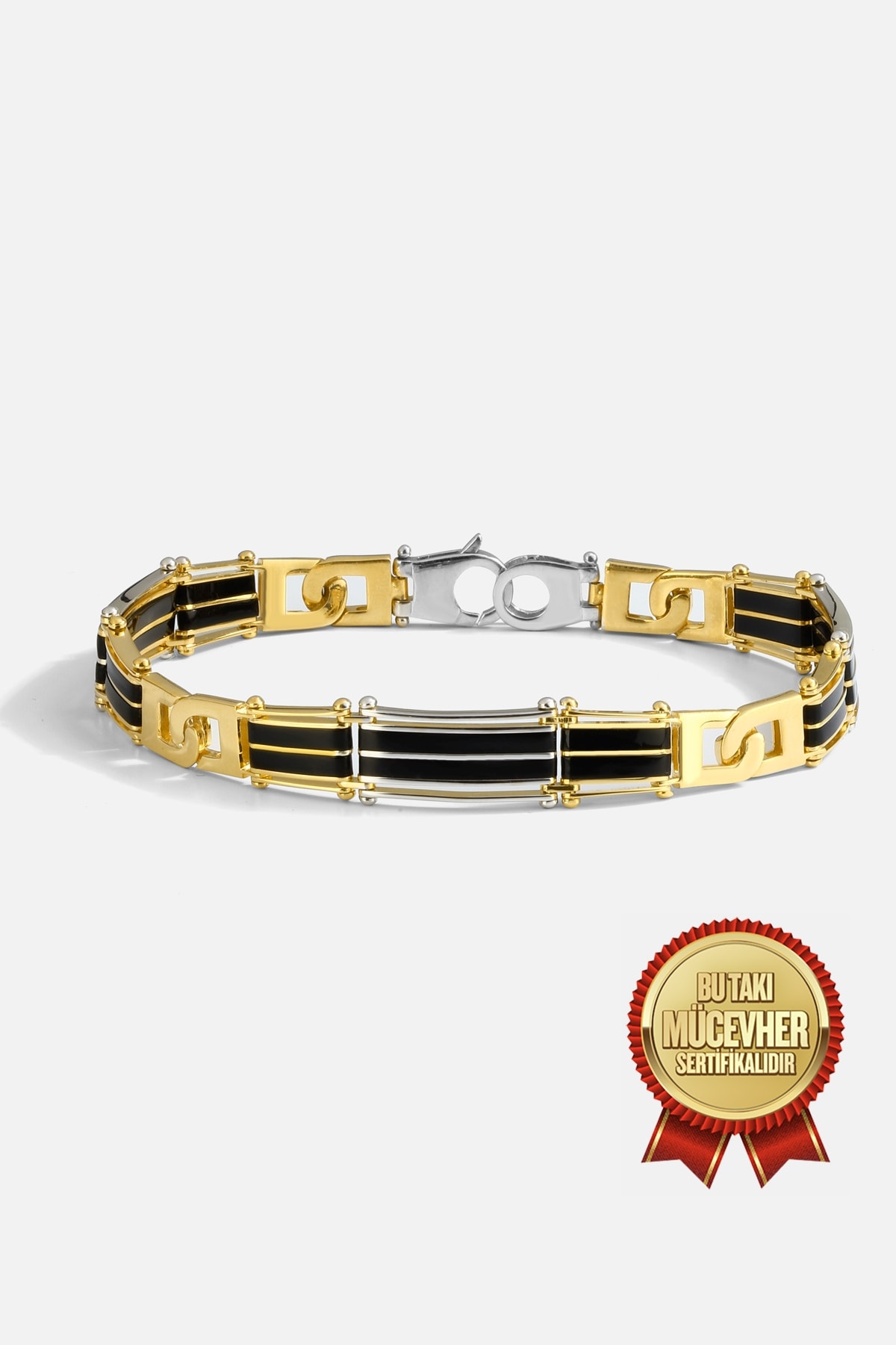 Mikron Altın Kaplama Gümüş Dolce Modeli Erkek Bilekliği - Mikron Altın