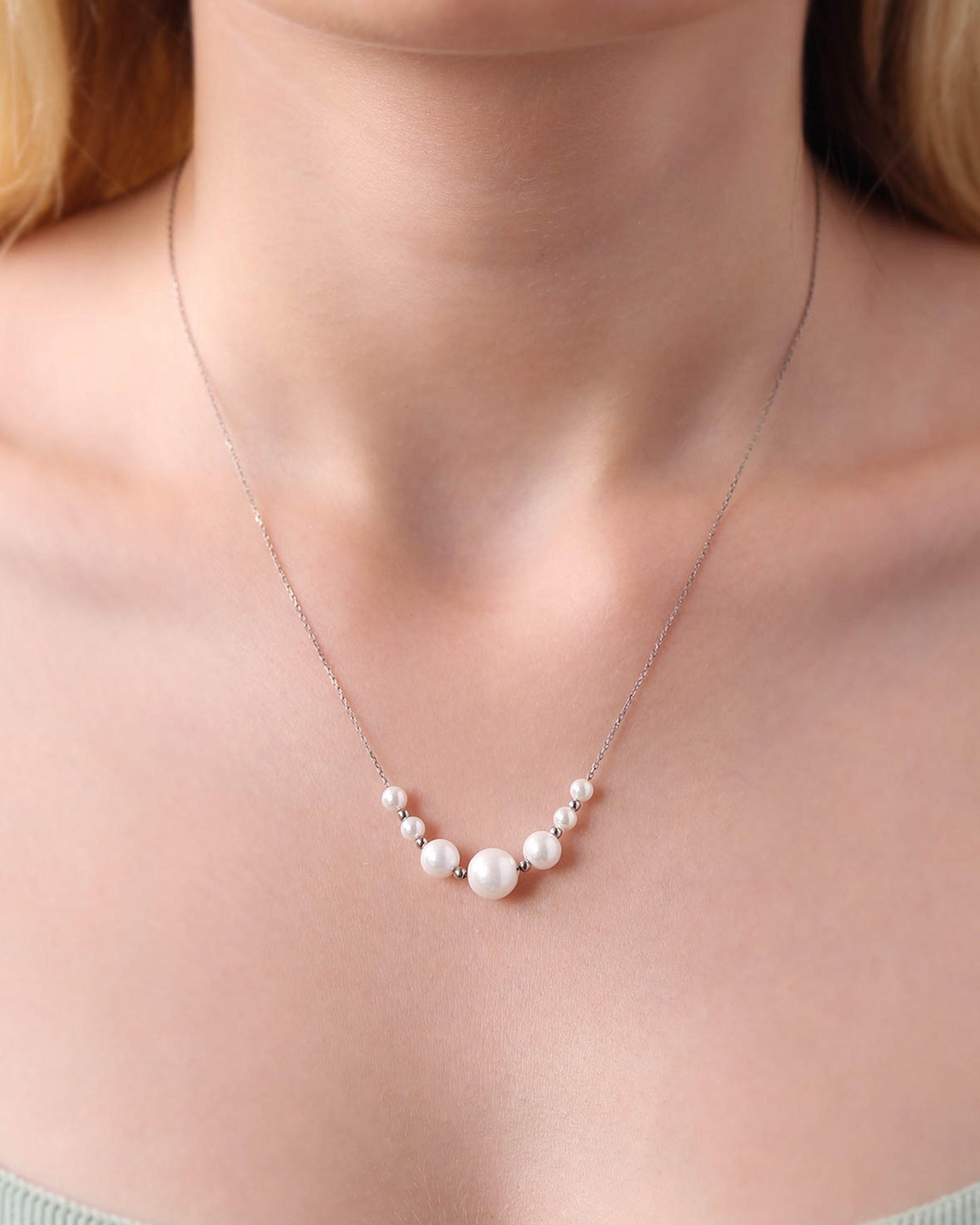 Silver Strung Pearl Necklace