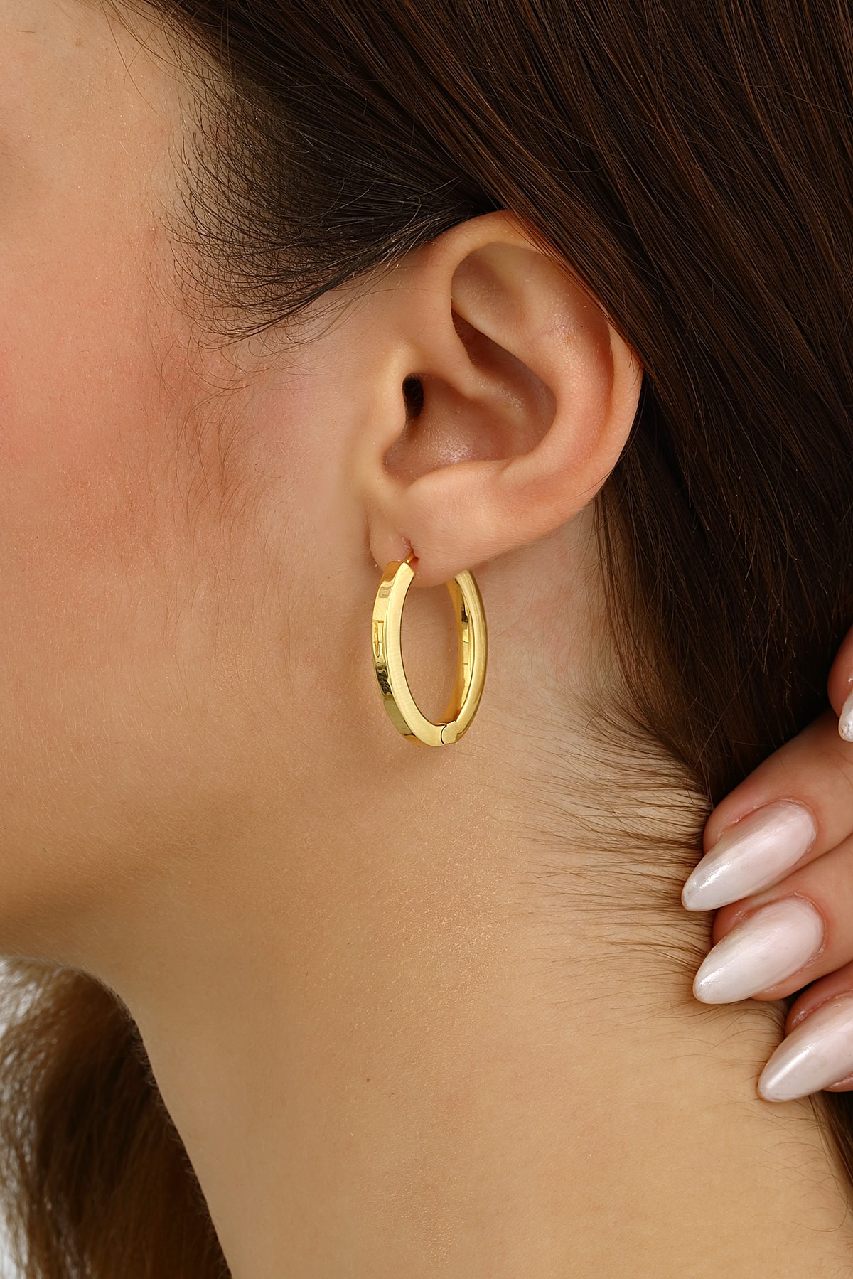 Mikron Altın Kaplama Gümüş Elips Küpe