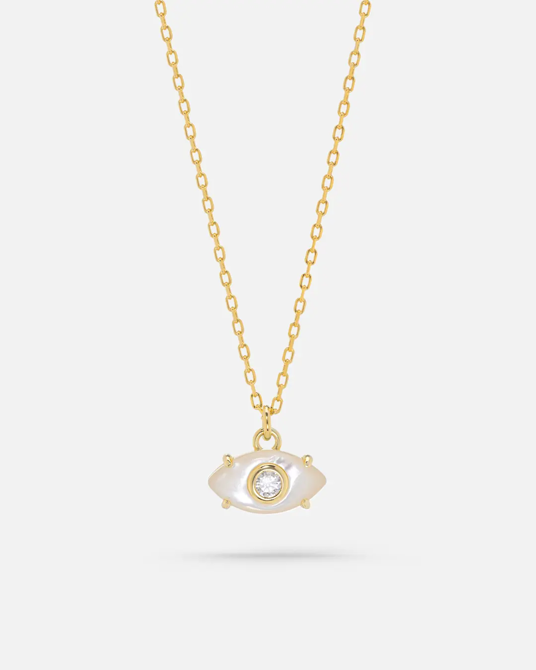 Mother-of-Pearl Stone-set Silver Eye Necklace