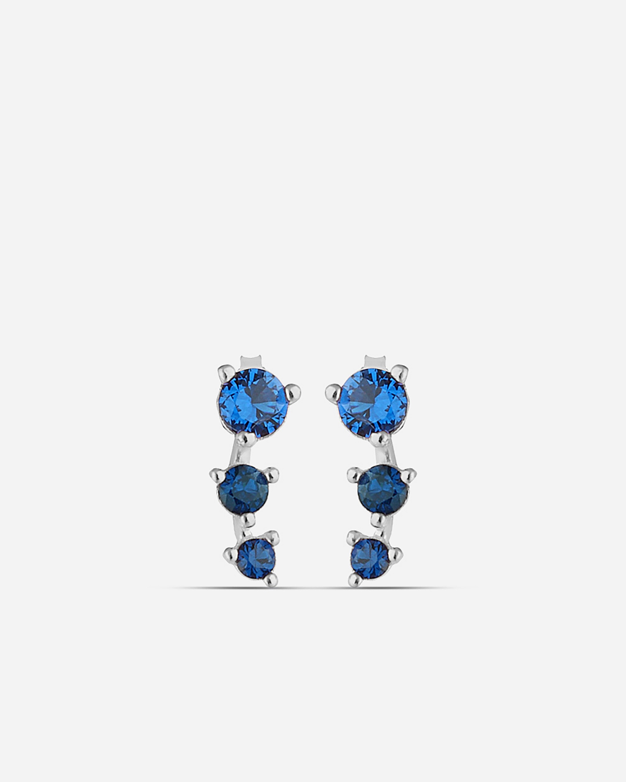 Navy Blue Stone Silver Strained Earrings